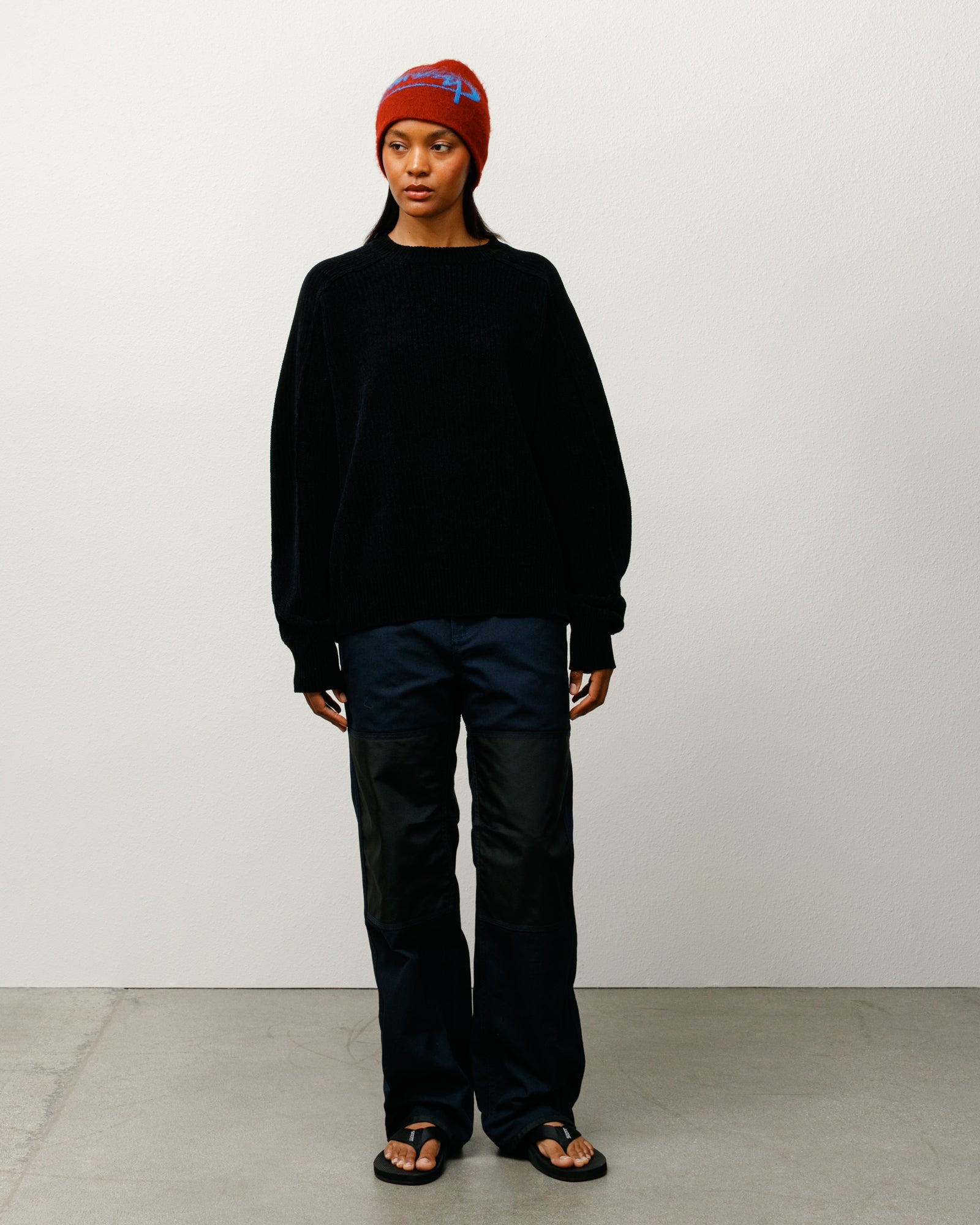 Exposed Seam Sweater Mens Long Sleeve In Black