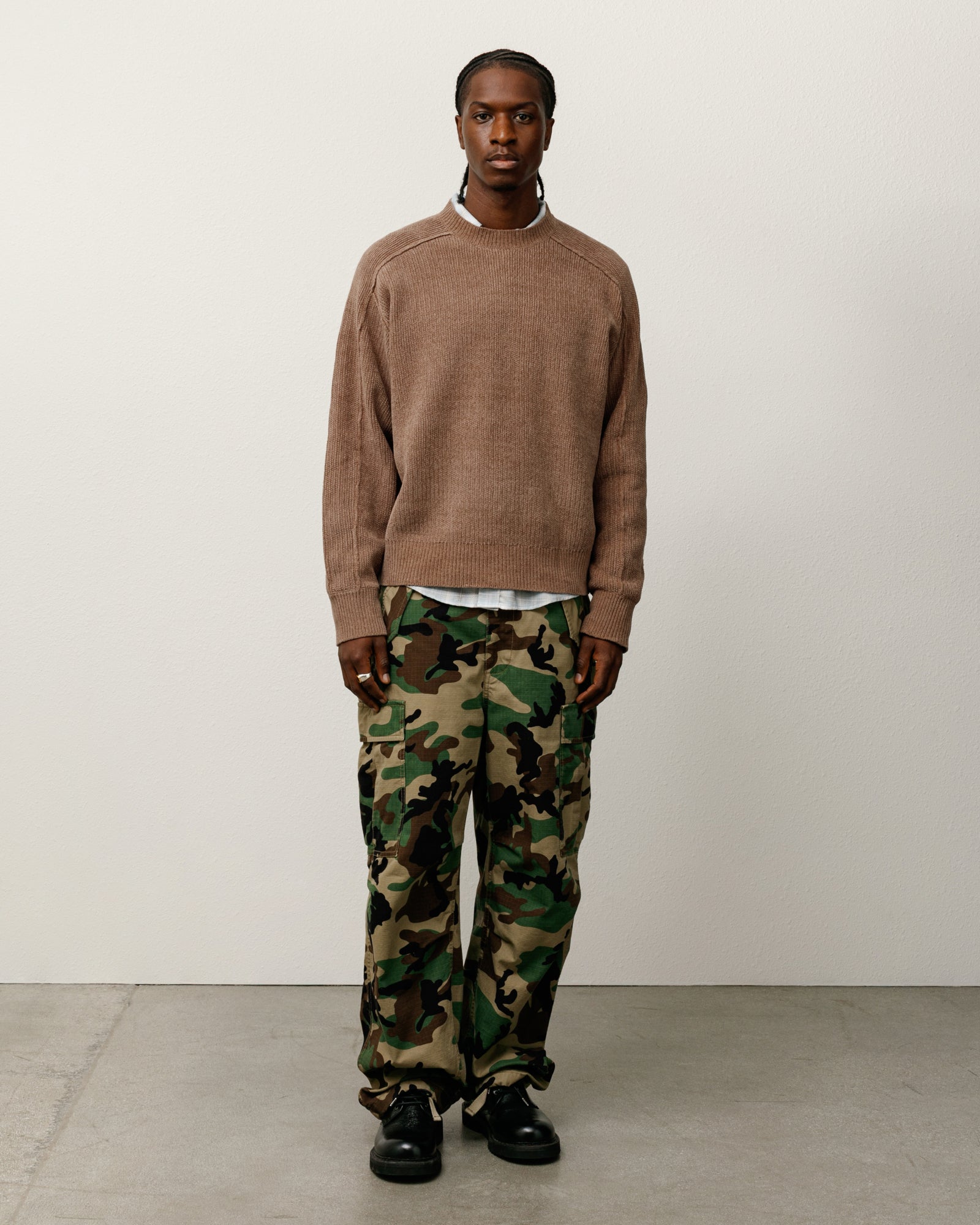 Stussy ブラウン クルーネックニット Stussy Exposed Seam Sweater W - Brown – Goodhood