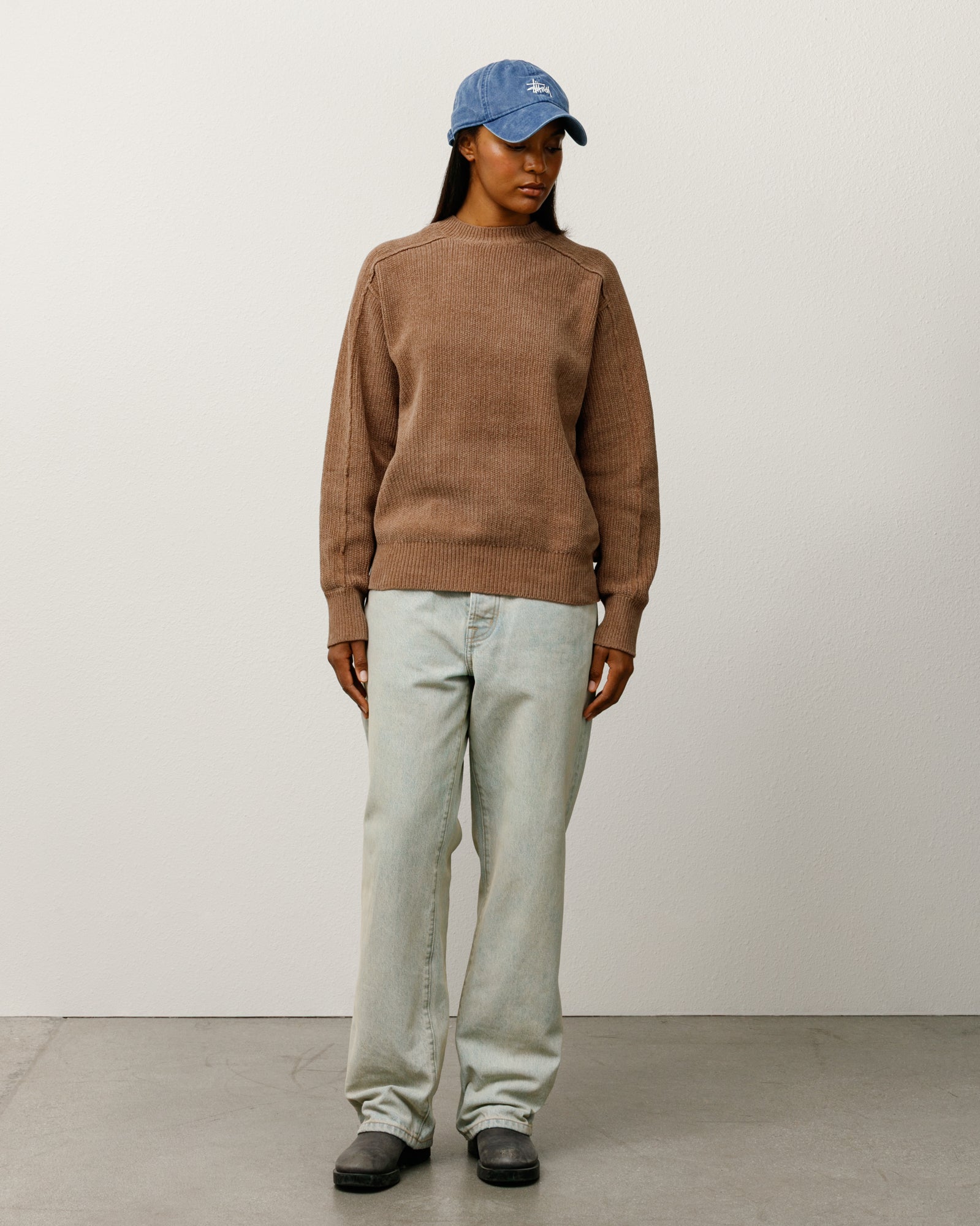 Exposed Seam Sweater Mens Long Sleeve In Brown