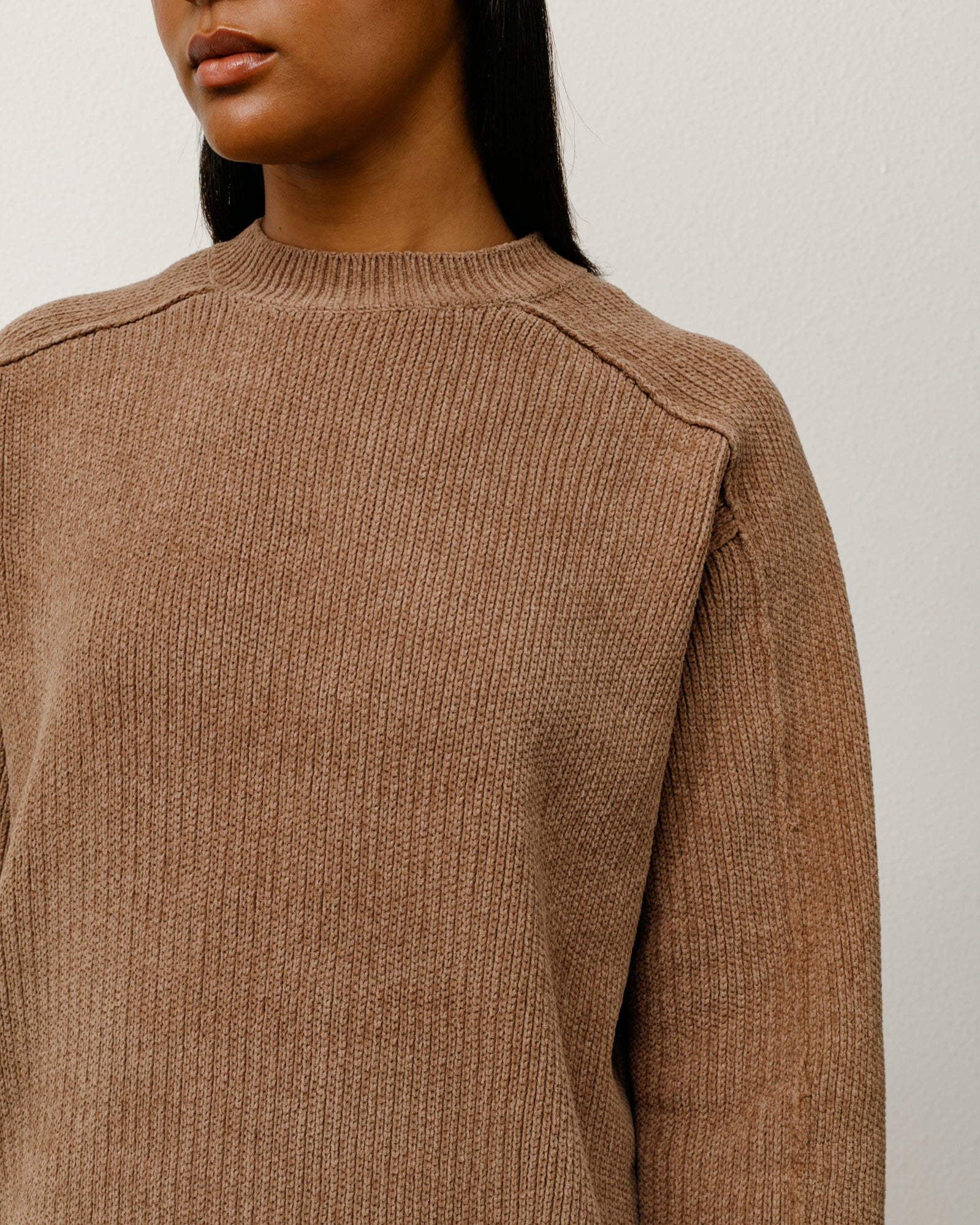 Exposed Seam Sweater Mens Long Sleeve In Brown