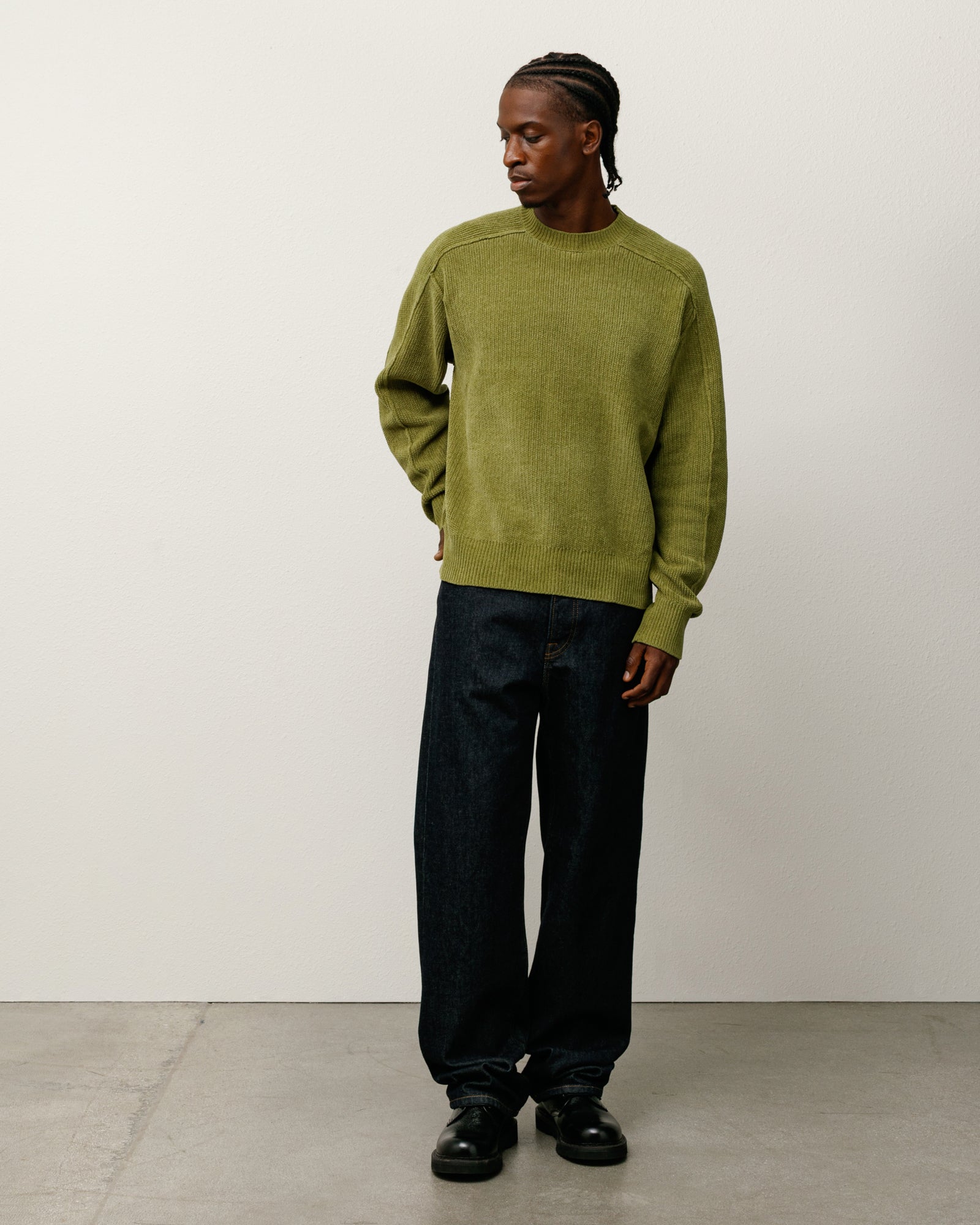 Exposed Seam Sweater Mens Long Sleeve In Green