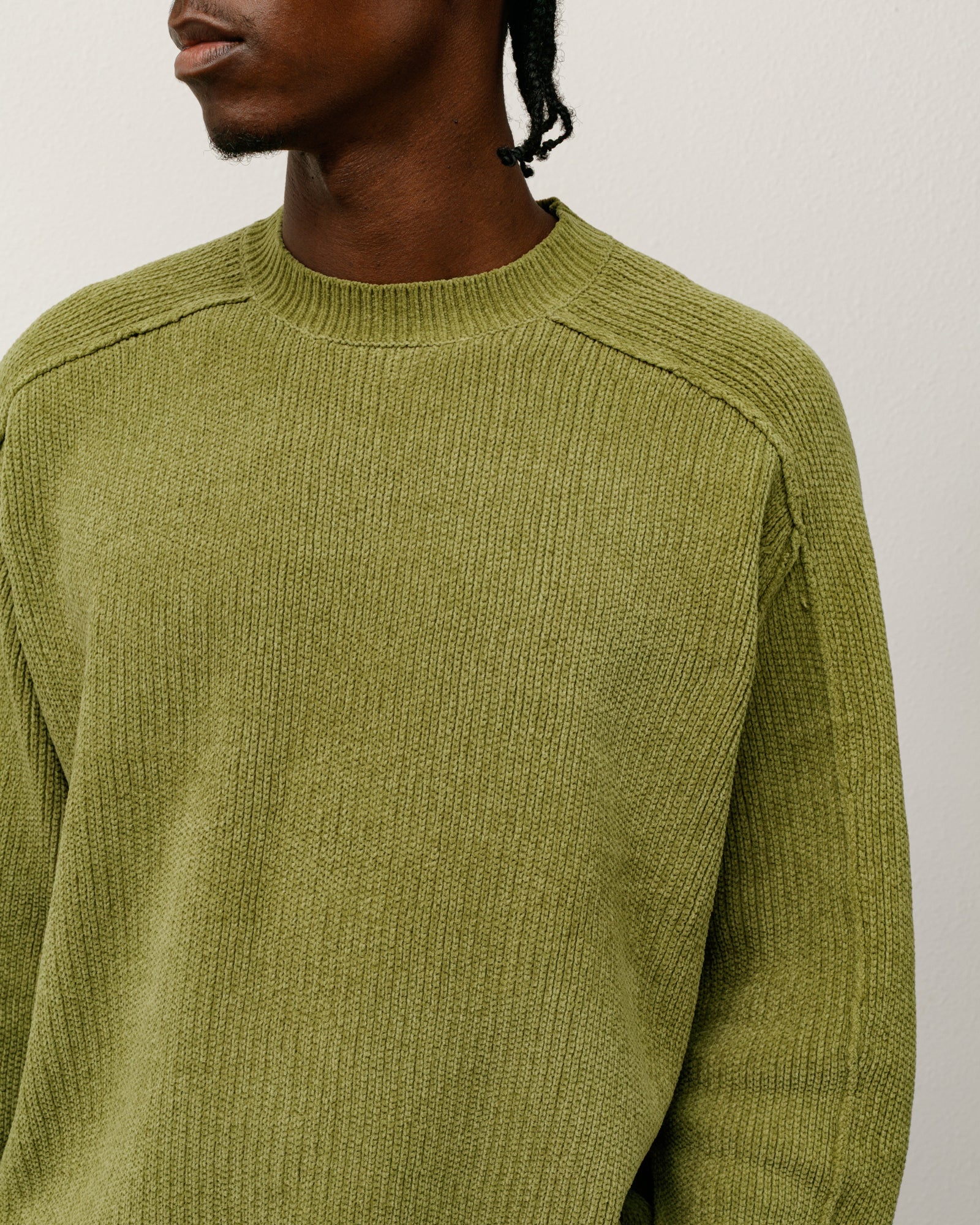 Exposed Seam Sweater Mens Long Sleeve In Green