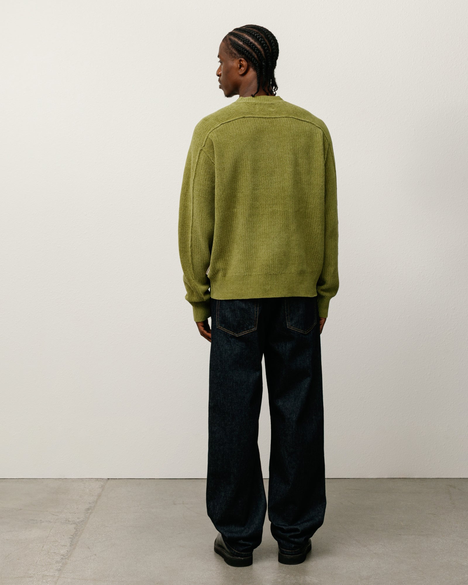 Exposed Seam Sweater Mens Long Sleeve In Green