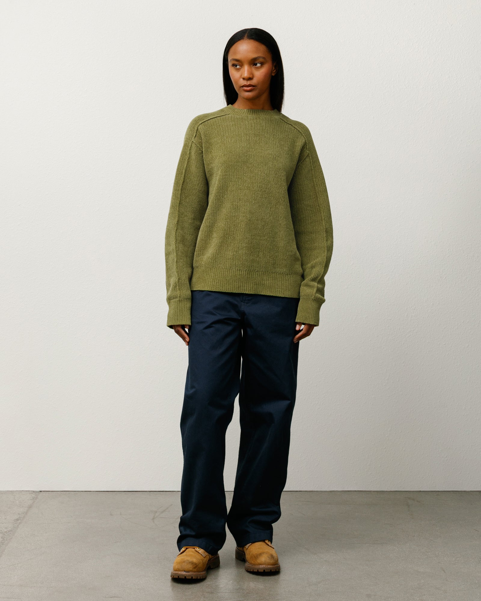 Exposed Seam Sweater Mens Long Sleeve In Green