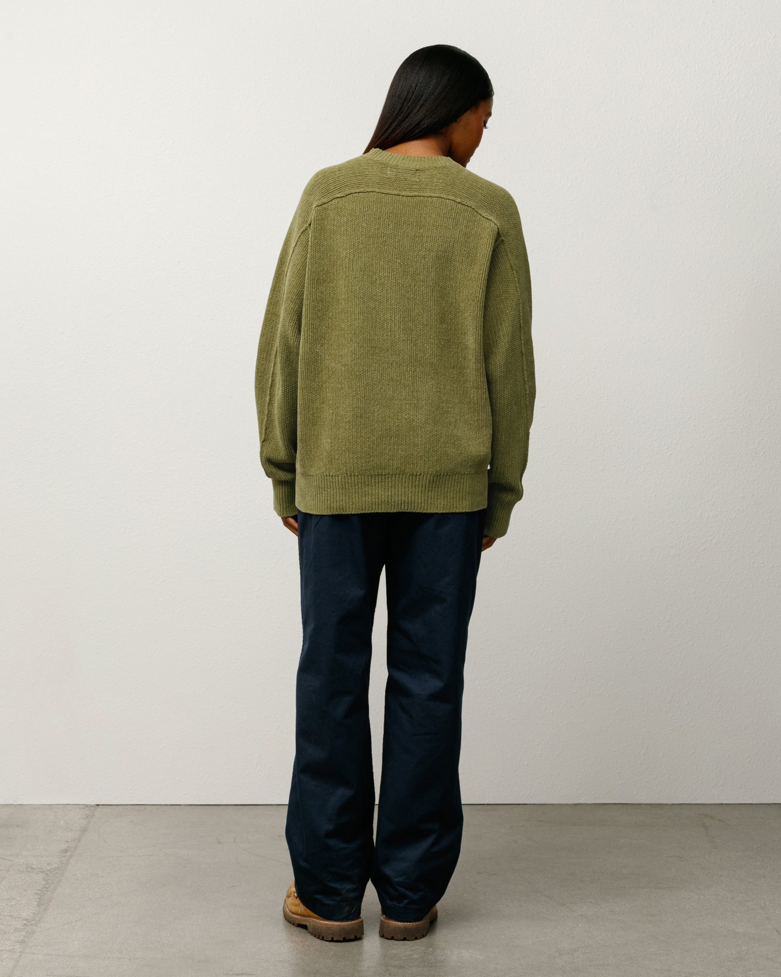 Exposed Seam Sweater Mens Long Sleeve In Green