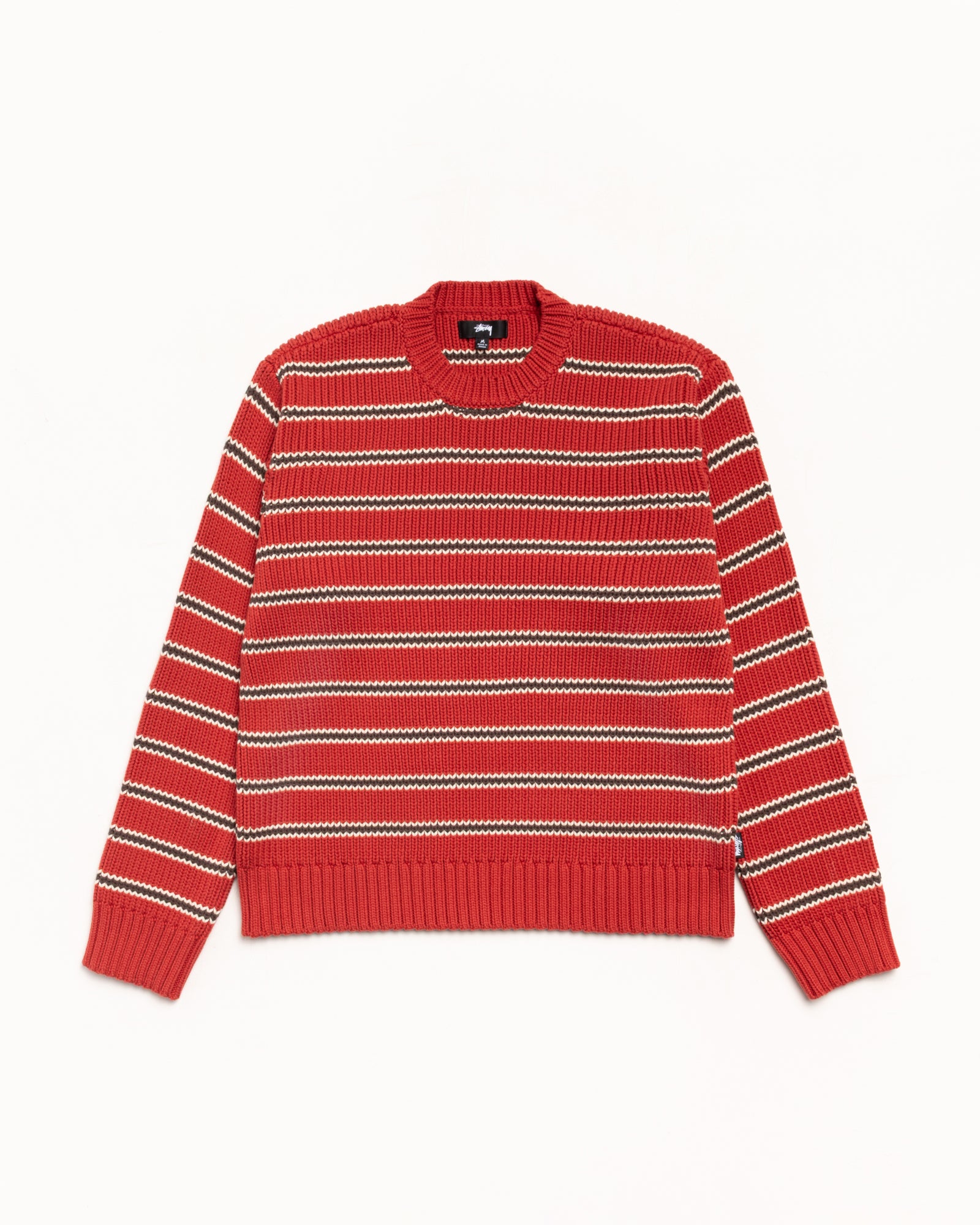 Stripe Crew Mens Long Sleeve In Brick