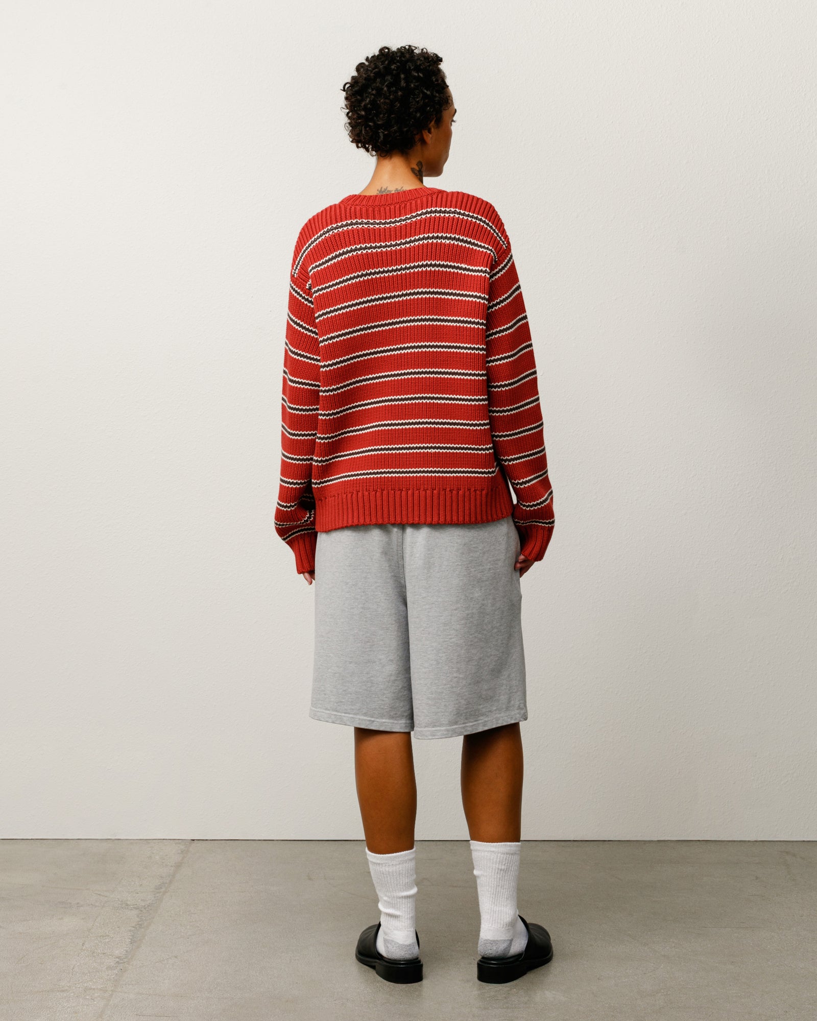 Stripe Crew Mens Long Sleeve In Brick