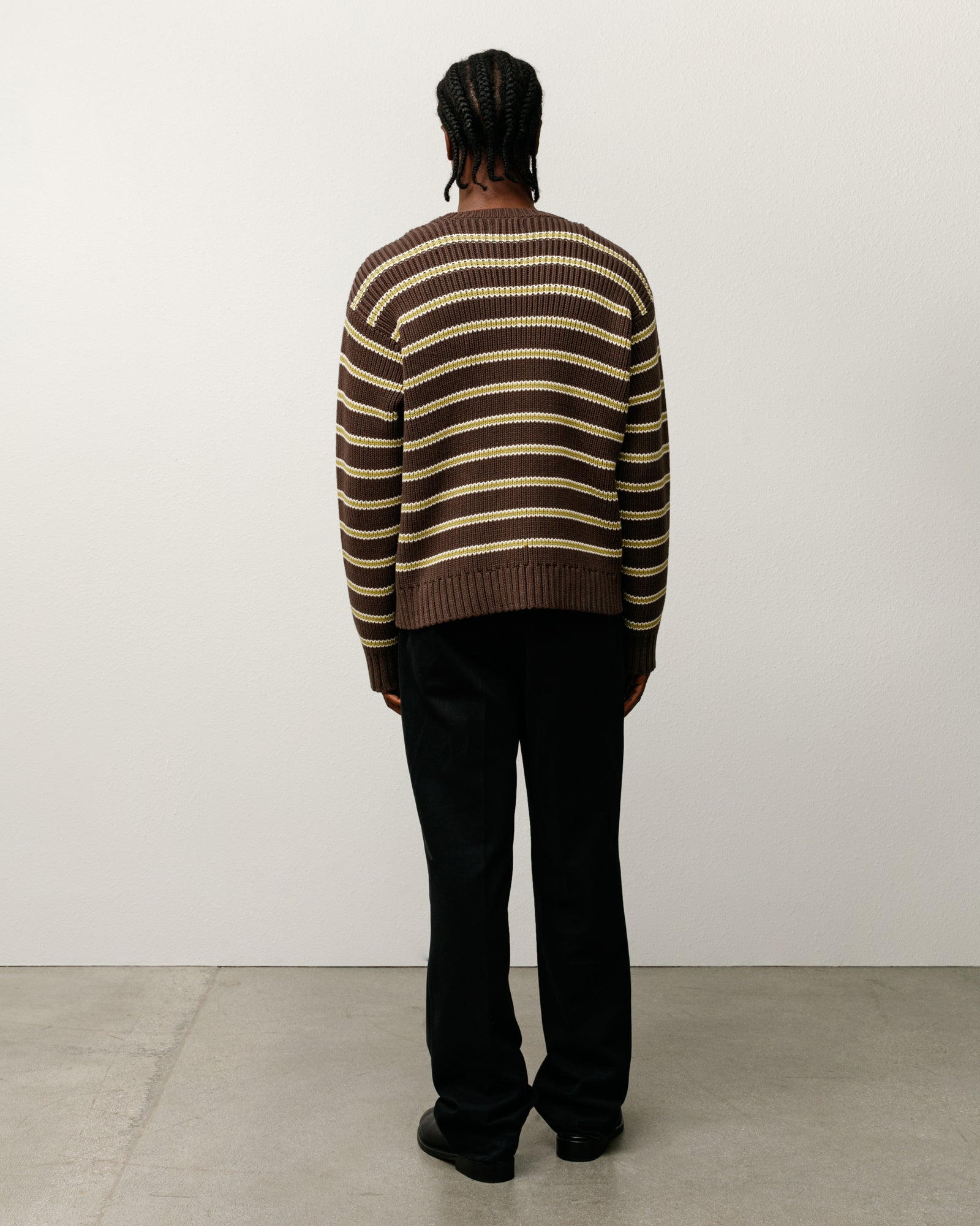 Stripe Crew Mens Long Sleeve In Forest