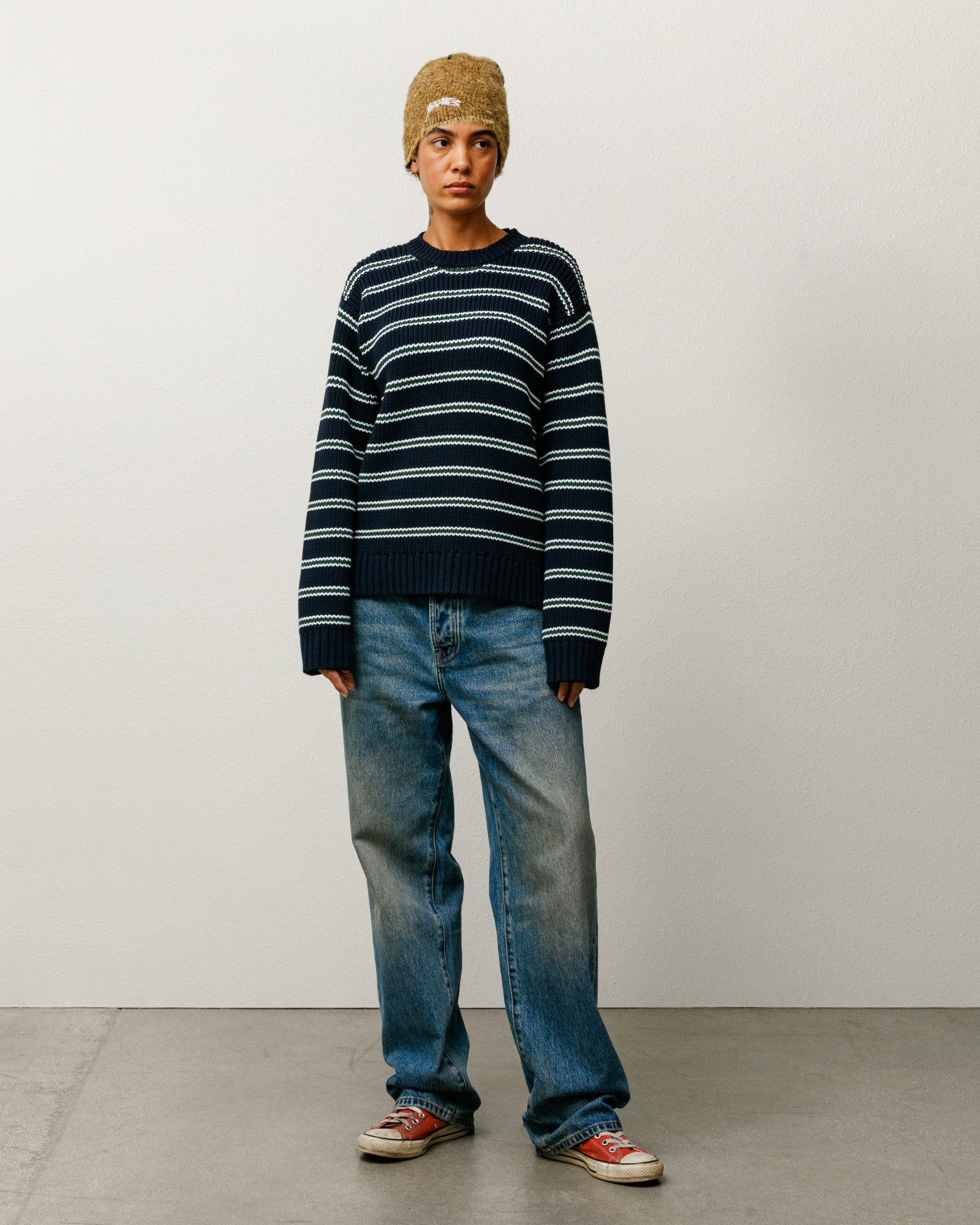 トップス STUSSY CHUNKY COTTON STRIPE SWEATER S Chunky Cotton Stripe Sweater – Ocean | Tops & Knits | Stüssy Canada
