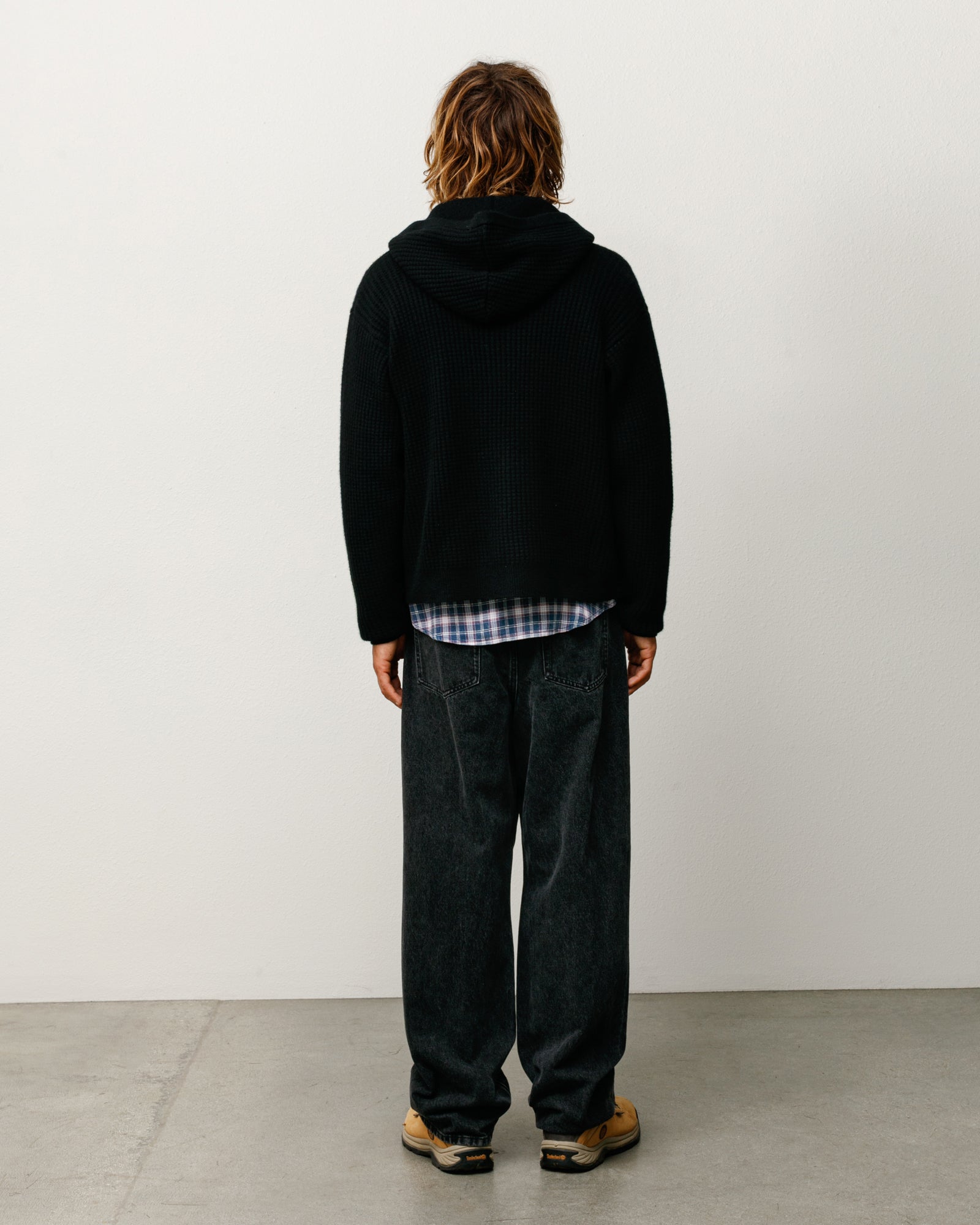 Waffle Cashmere Zip Hood Sweater - Black | Tops & Knits | Stüssy