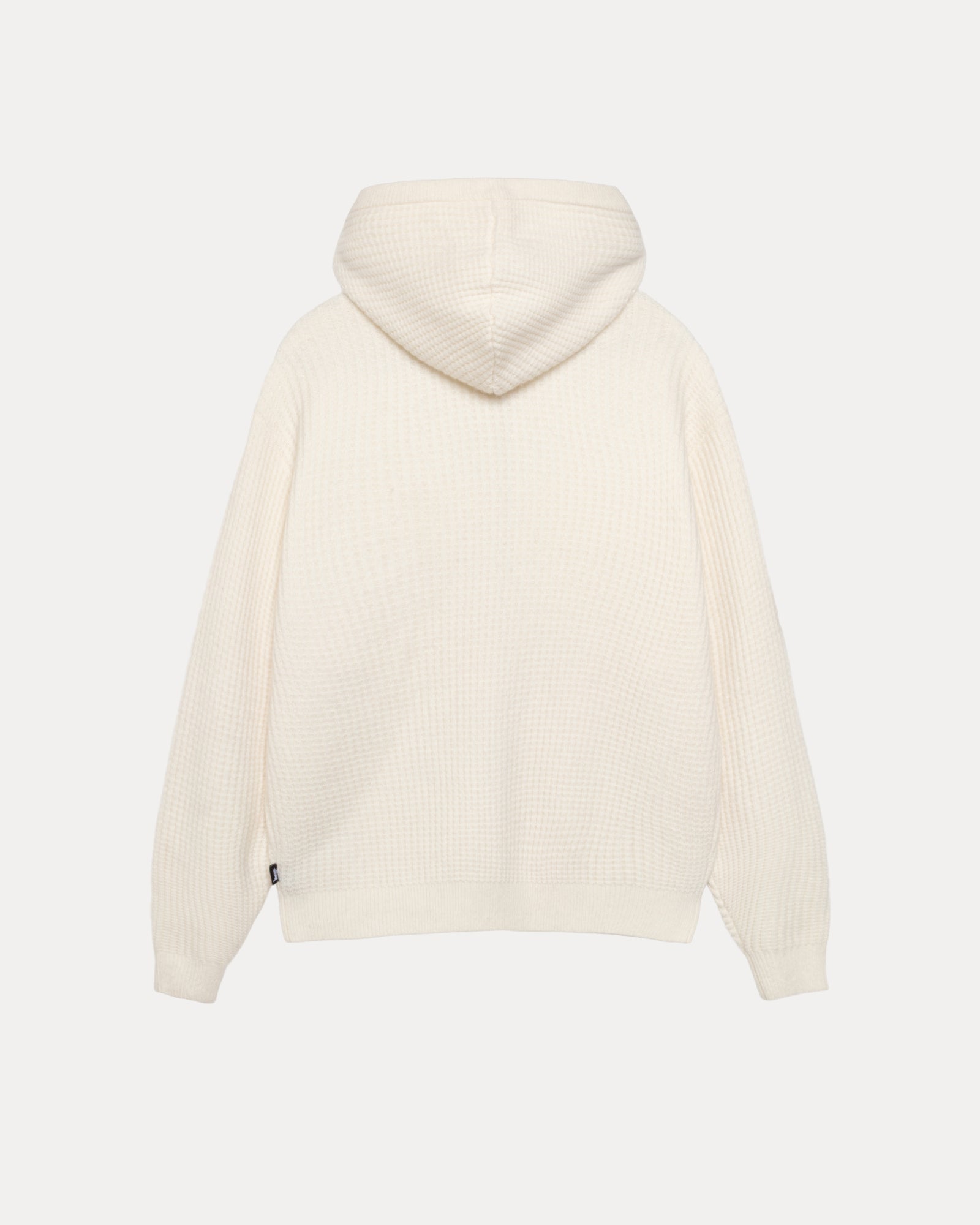 Waffle Cashmere Zip Hood Mens Long Sleeve In Ivory
