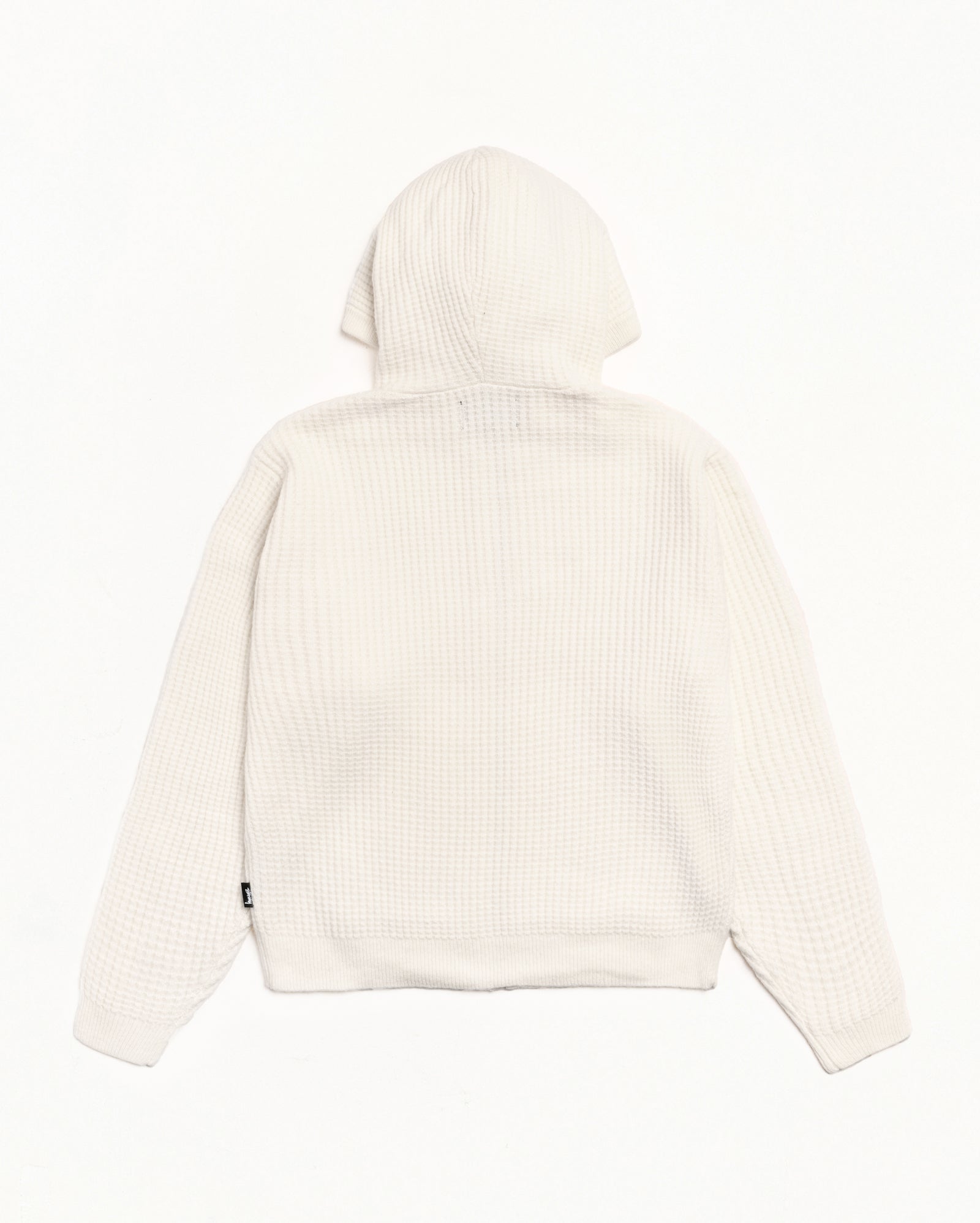 Waffle Cashmere Zip Hood Mens Long Sleeve In Ivory