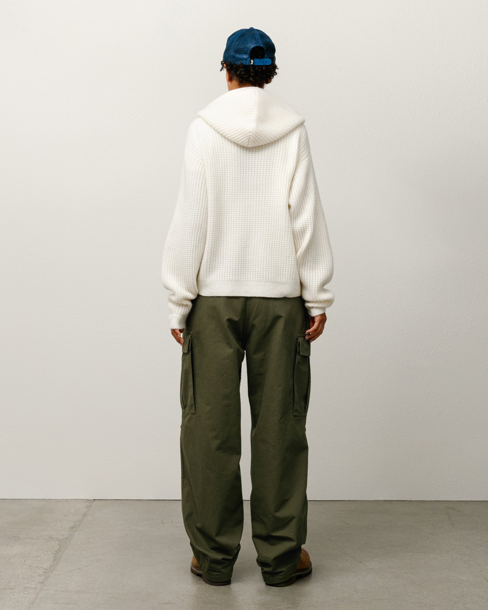 Waffle Cashmere Zip Hood Sweater – Ivory | Sweaters & Knits