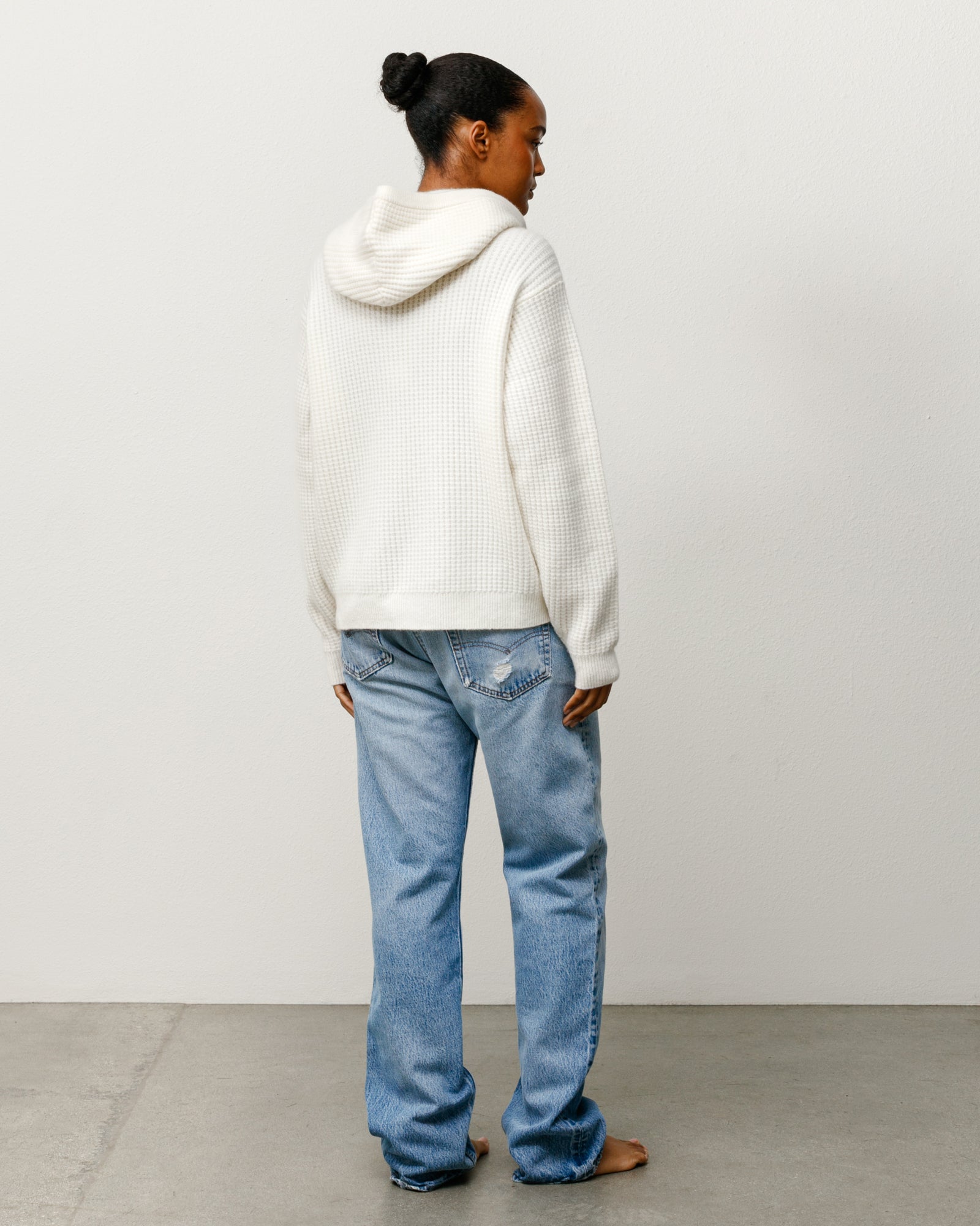 Waffle Cashmere Zip Hood Sweater - Ivory | Tops & Knits | Stüssy