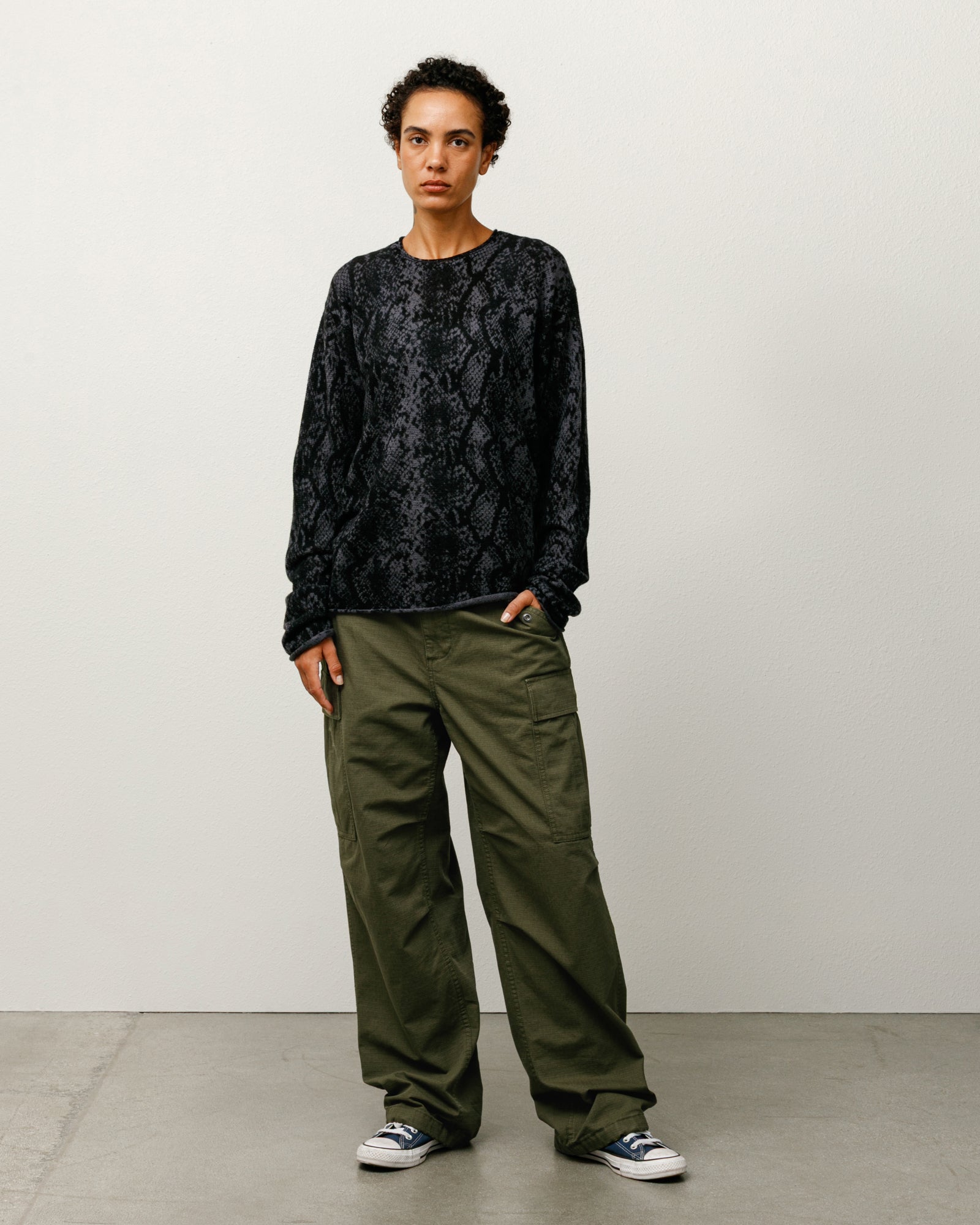 Python Sweater Mens Long Sleeve In Charcoal