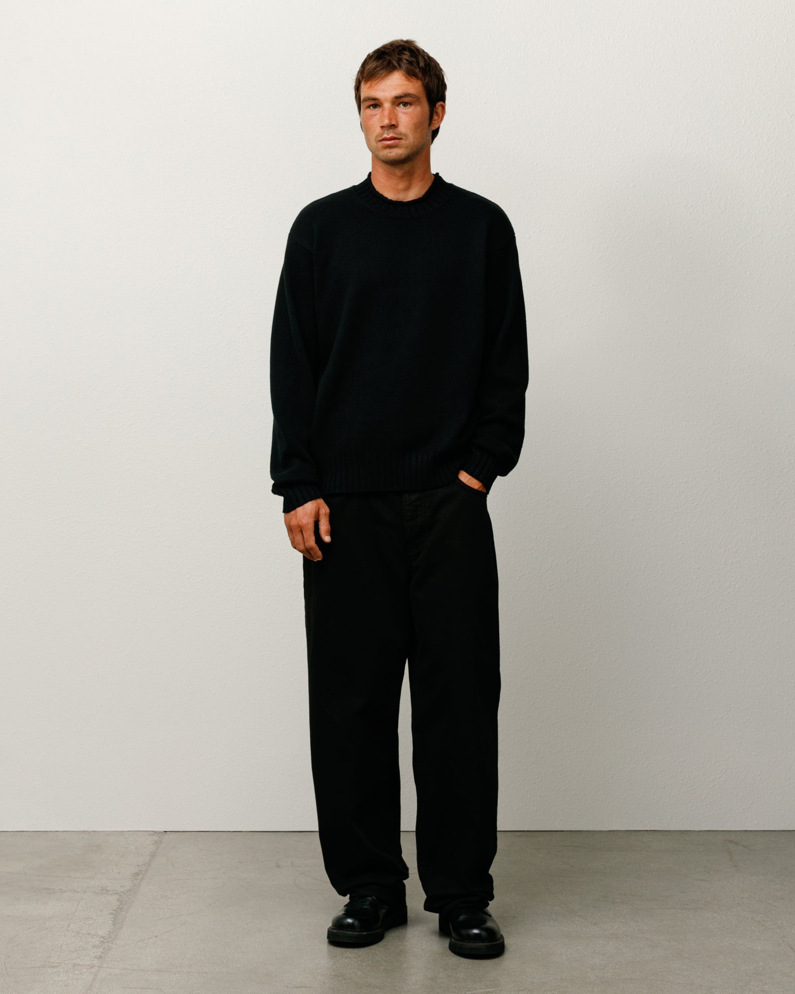Tonal Mock Neck Sweater Mens Long Sleeve In Black