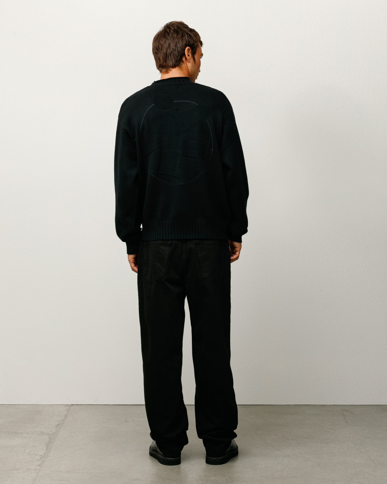 Tonal Mock Neck Sweater Mens Long Sleeve In Black