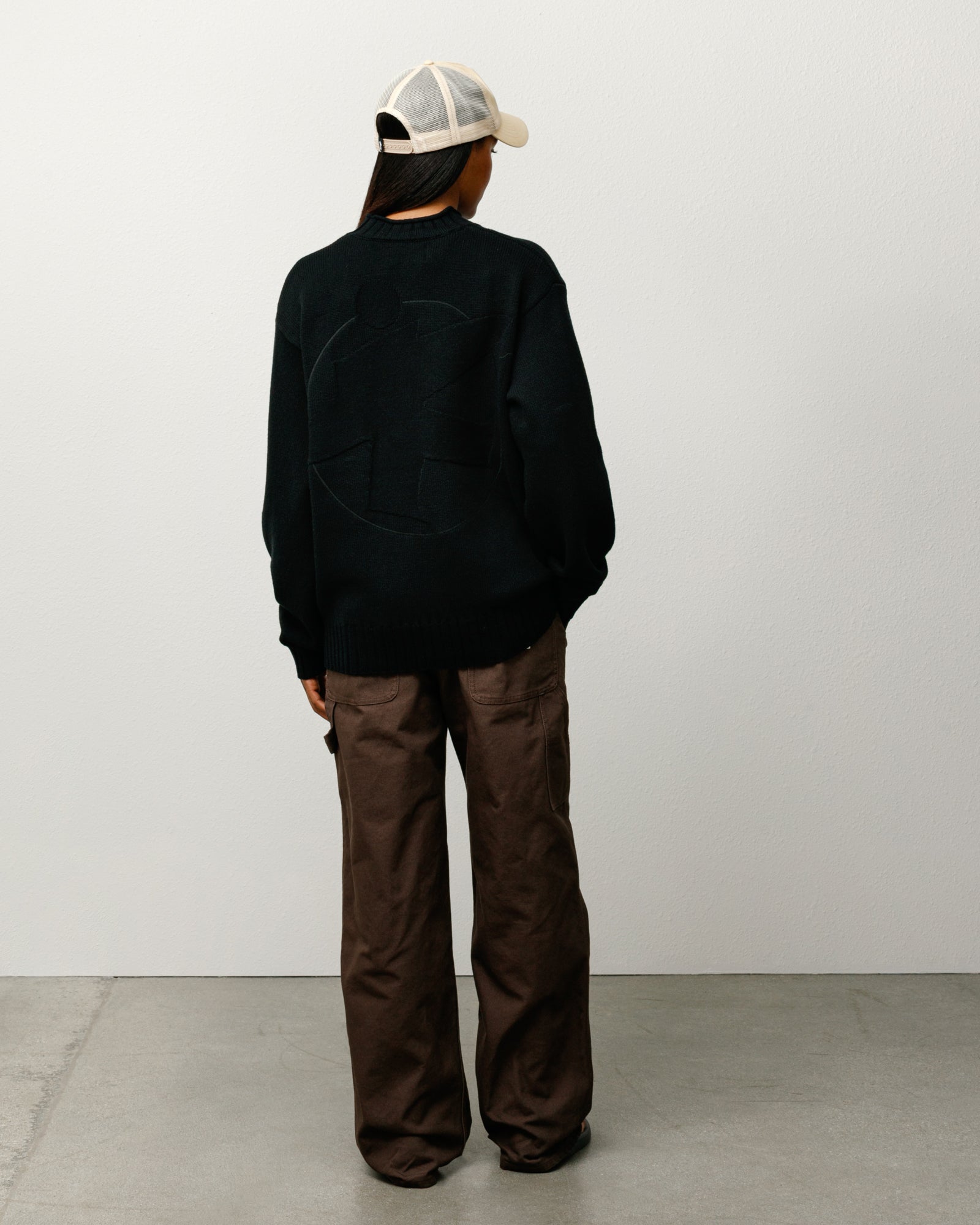 Tonal Mock Neck Sweater Mens Long Sleeve In Black