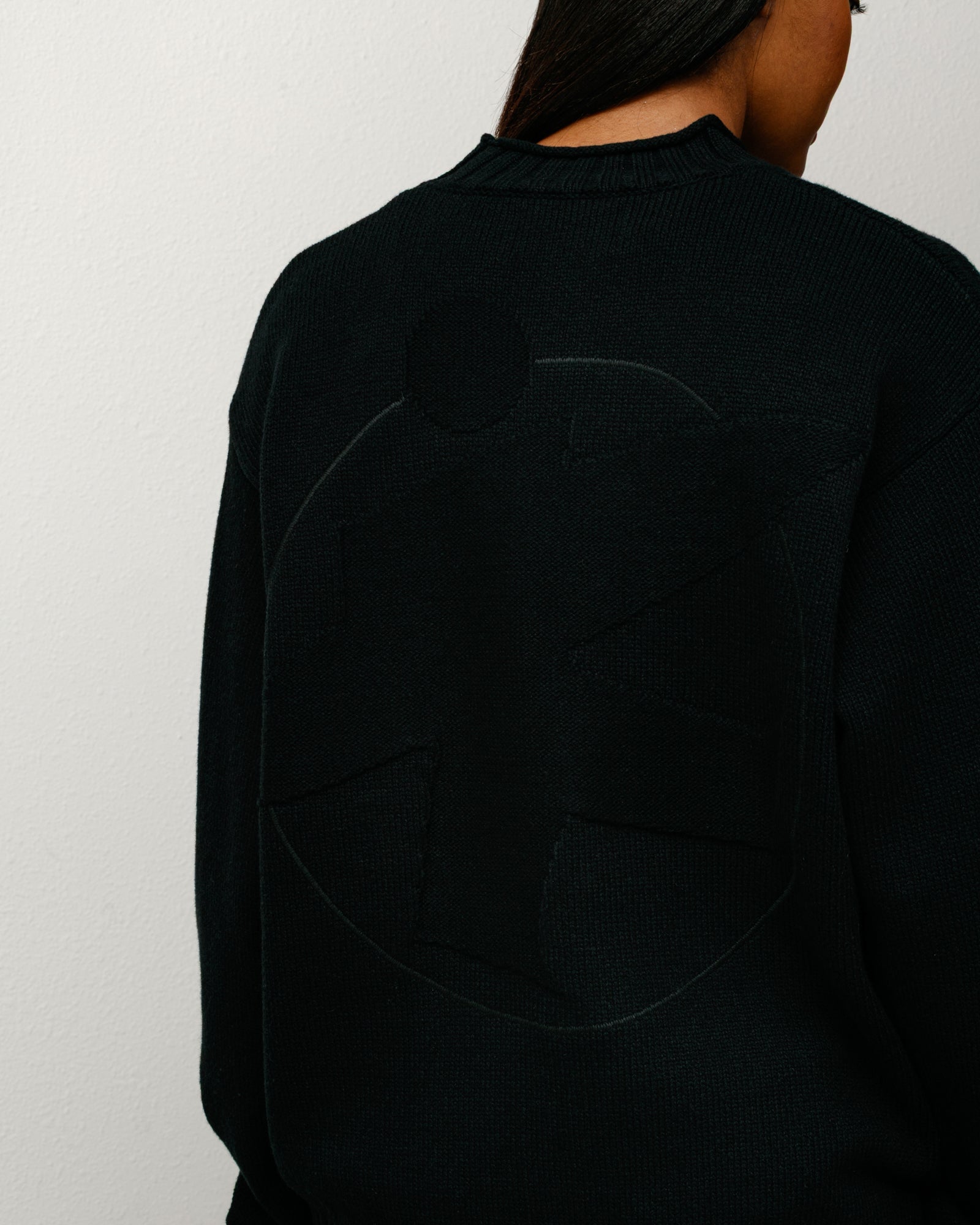 Tonal Mock Neck Sweater Mens Long Sleeve In Black
