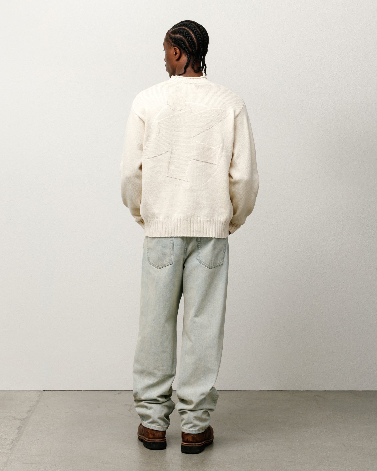 Tonal Mock Neck Sweater Mens Long Sleeve In Natural