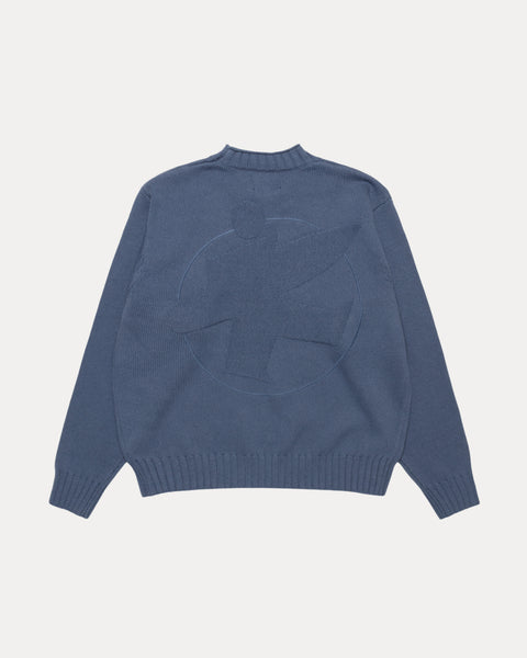 Tonal Mock Neck Sweater Mens Long Sleeve In Washed Blue