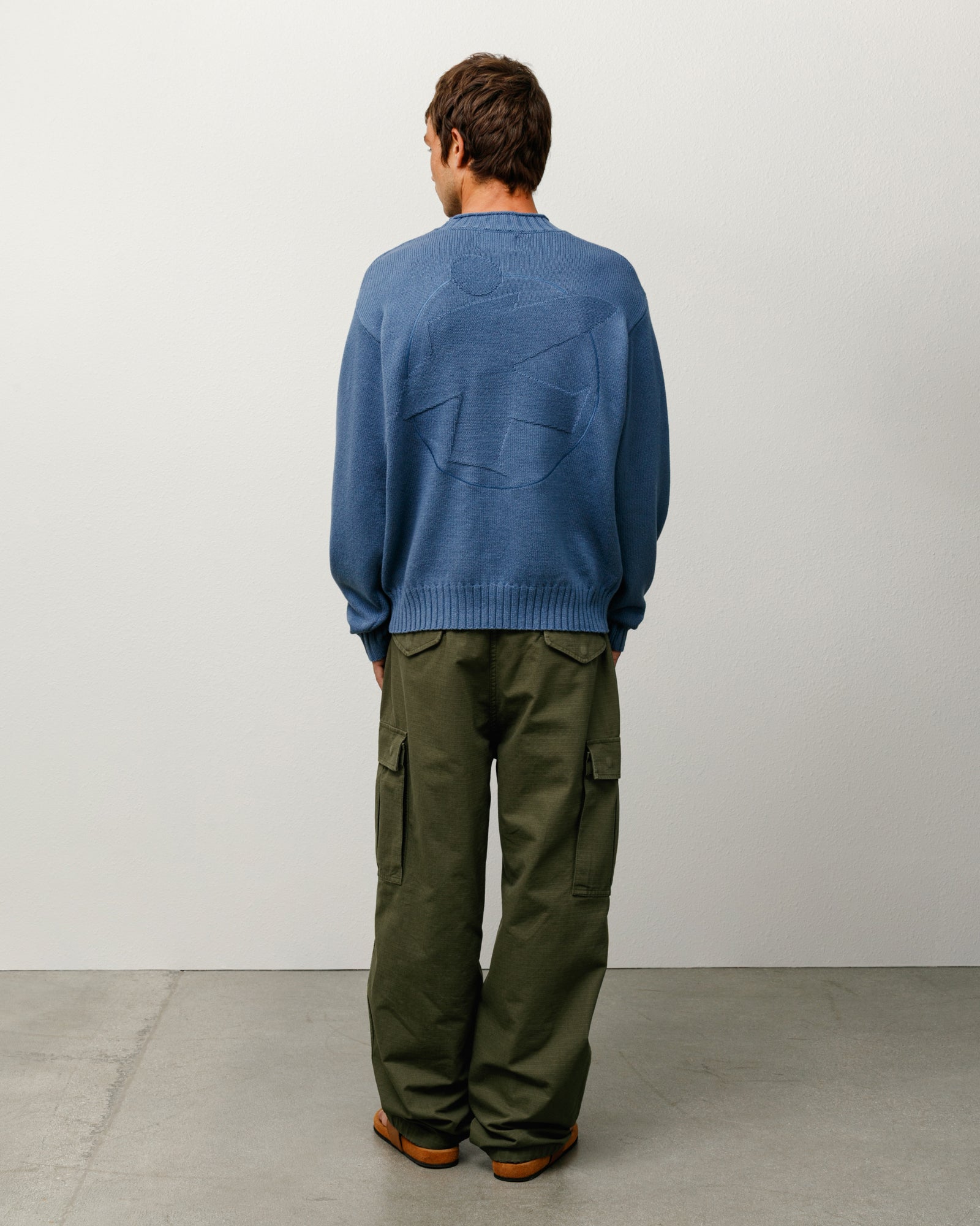 Tonal Mock Neck Sweater Mens Long Sleeve In Washed Blue
