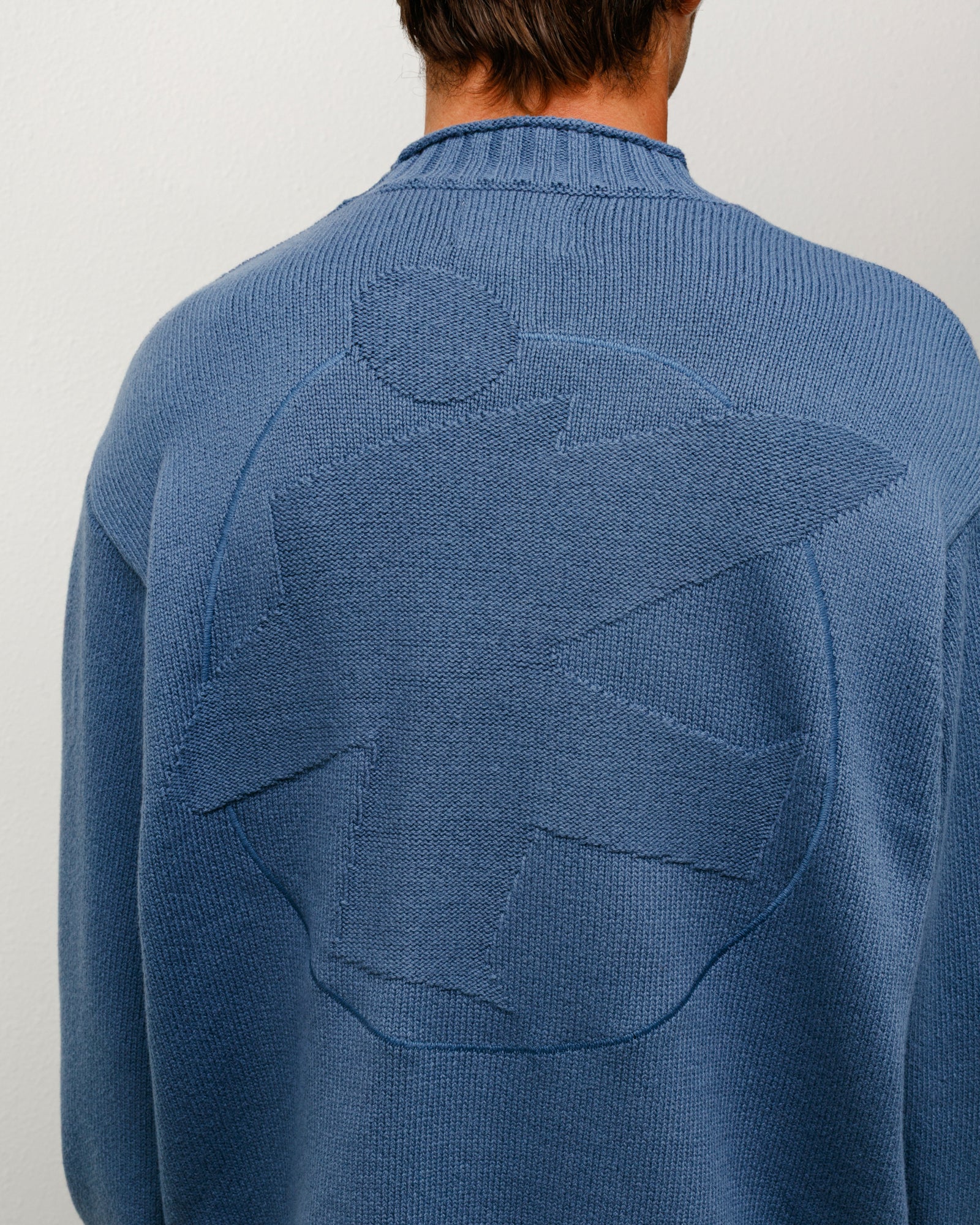 Tonal Mock Neck Sweater Mens Long Sleeve In Washed Blue