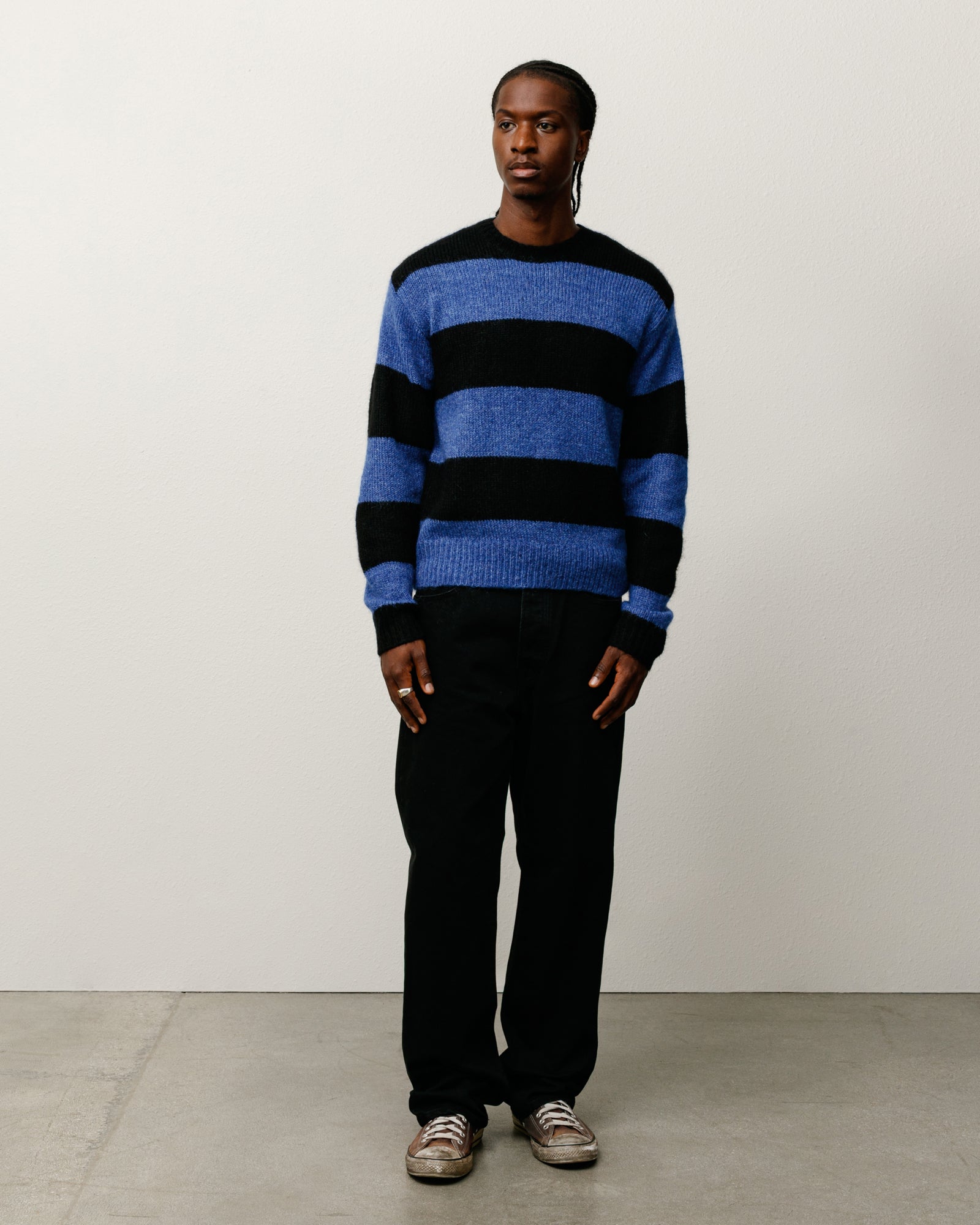 Big Stripe Crew Mens Long Sleeve In Blue