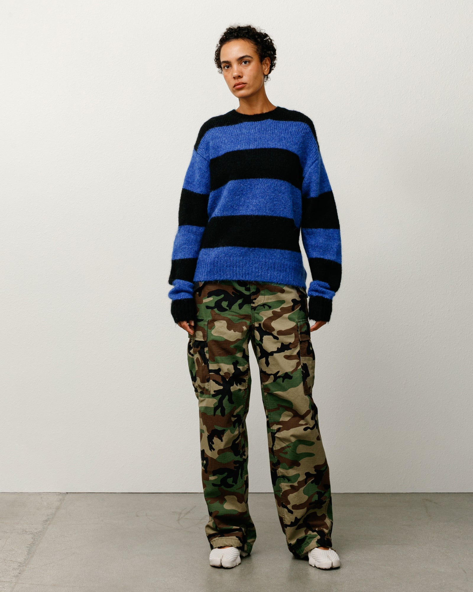 Big Stripe Crew Mens Long Sleeve In Blue