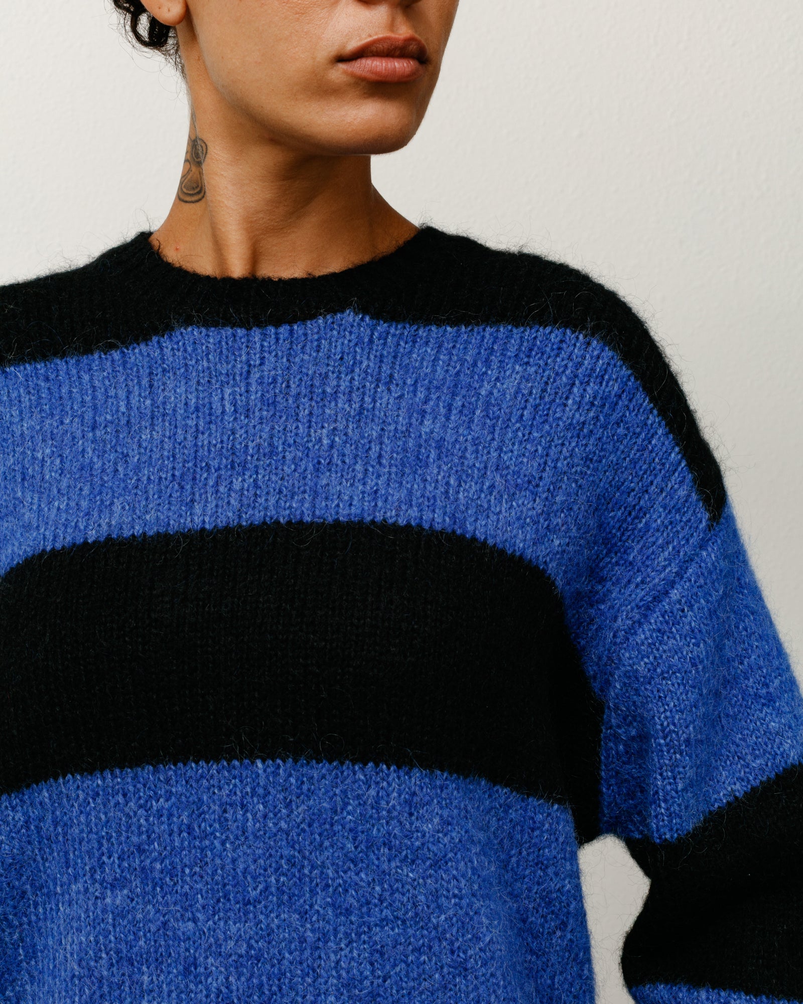 Big Stripe Crew Mens Long Sleeve In Blue