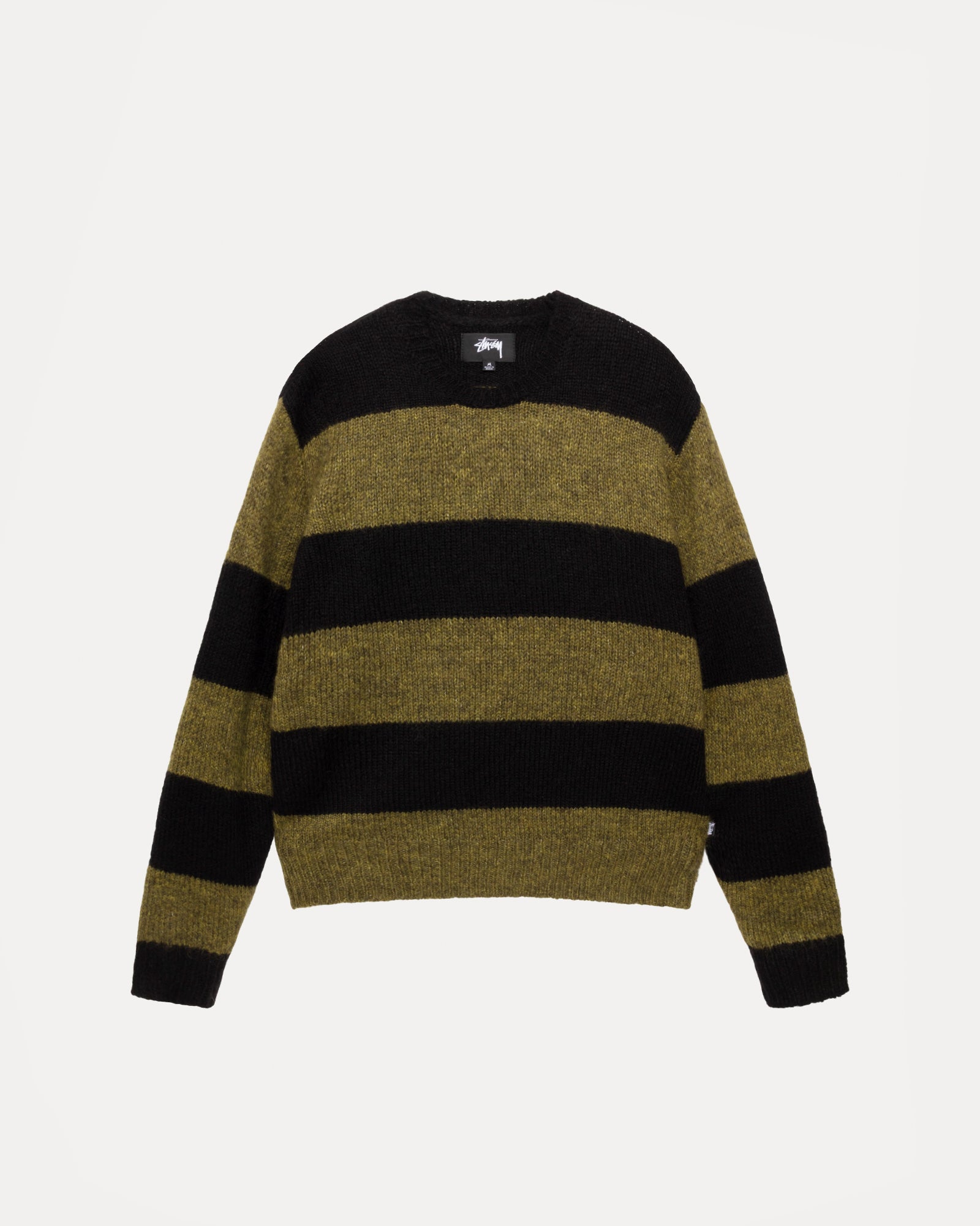 Big Stripe Crew Mens Long Sleeve In Dark Olive