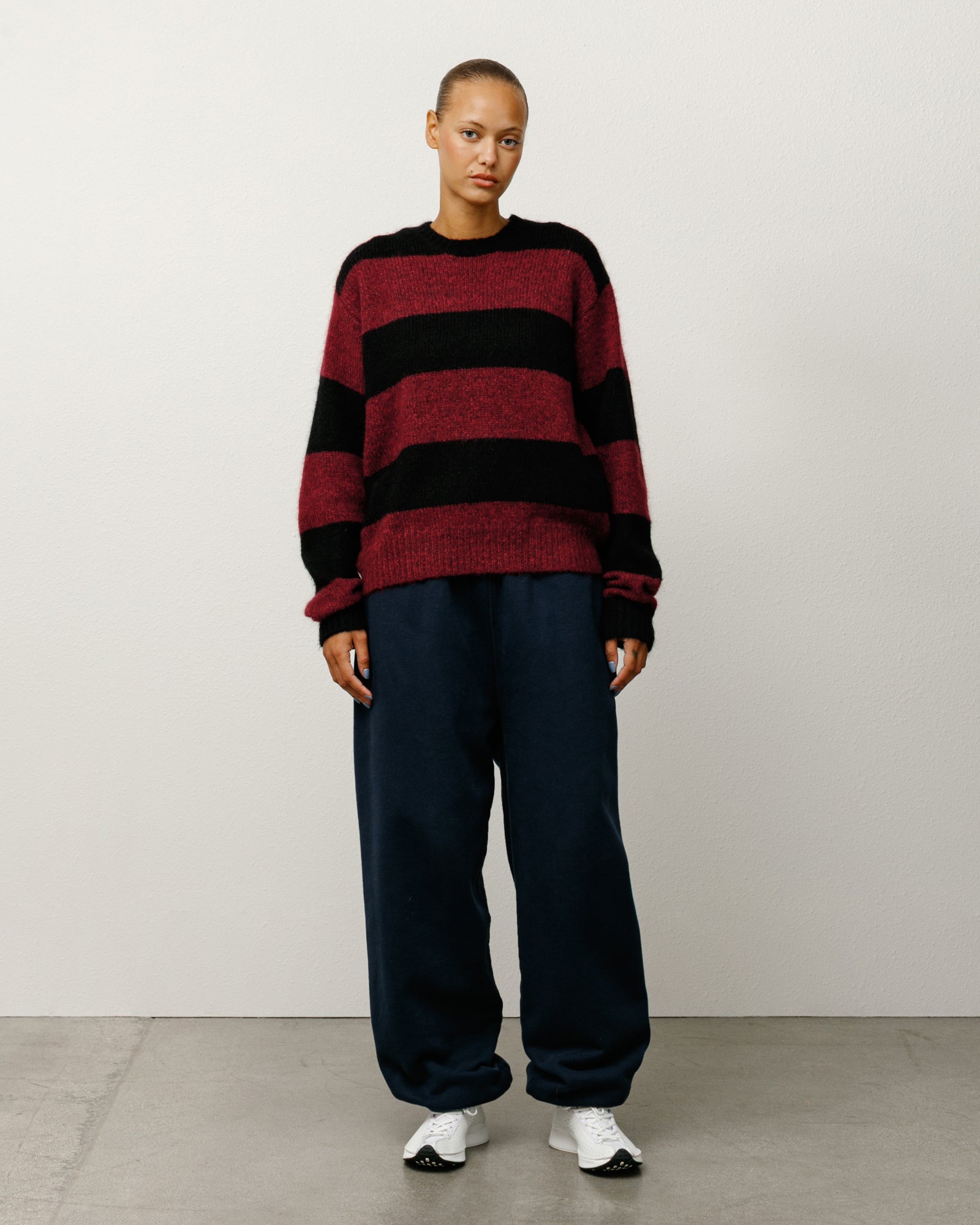 Big Stripe Crew Mens Long Sleeve In Red