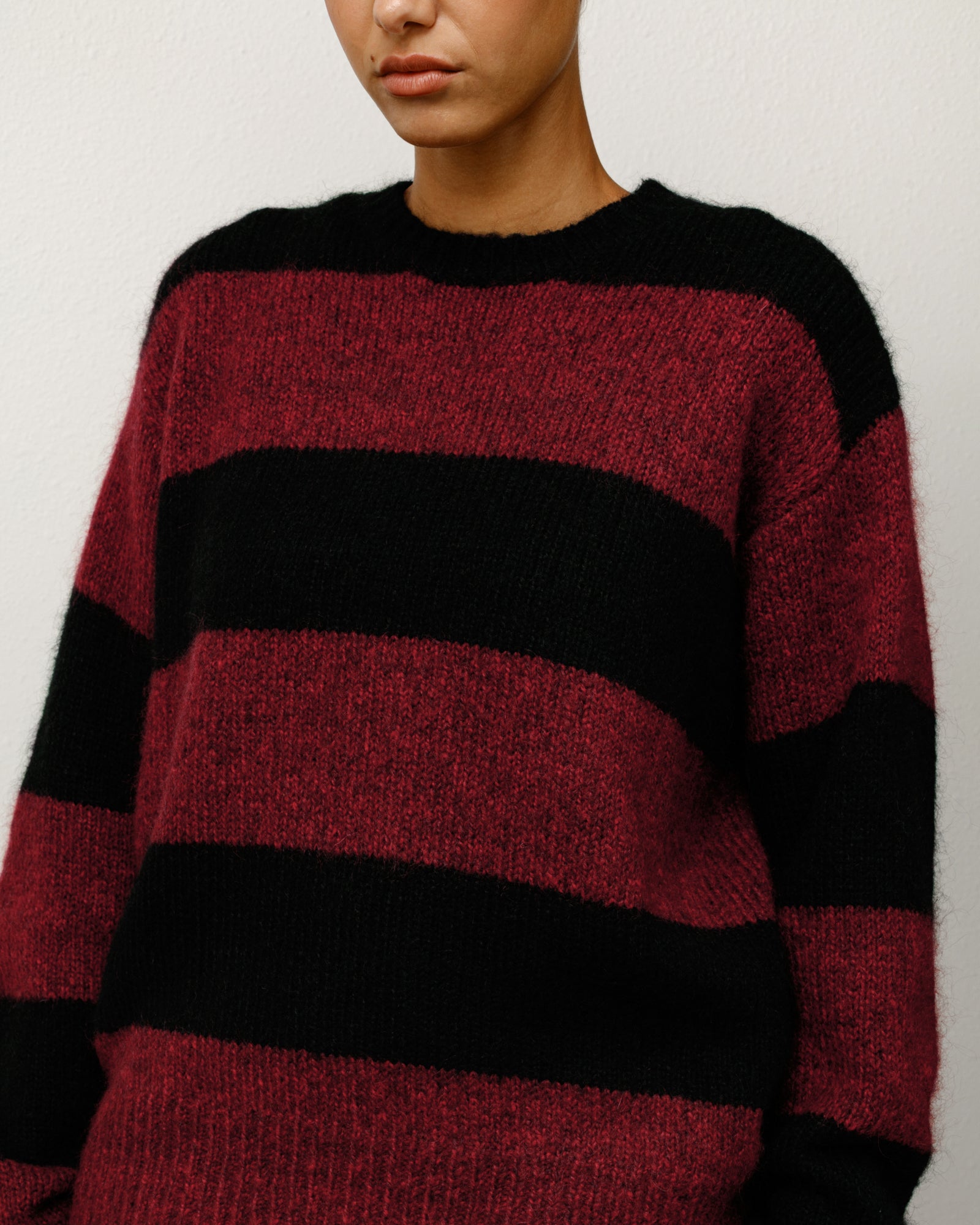 Big Stripe Crew Mens Long Sleeve In Red