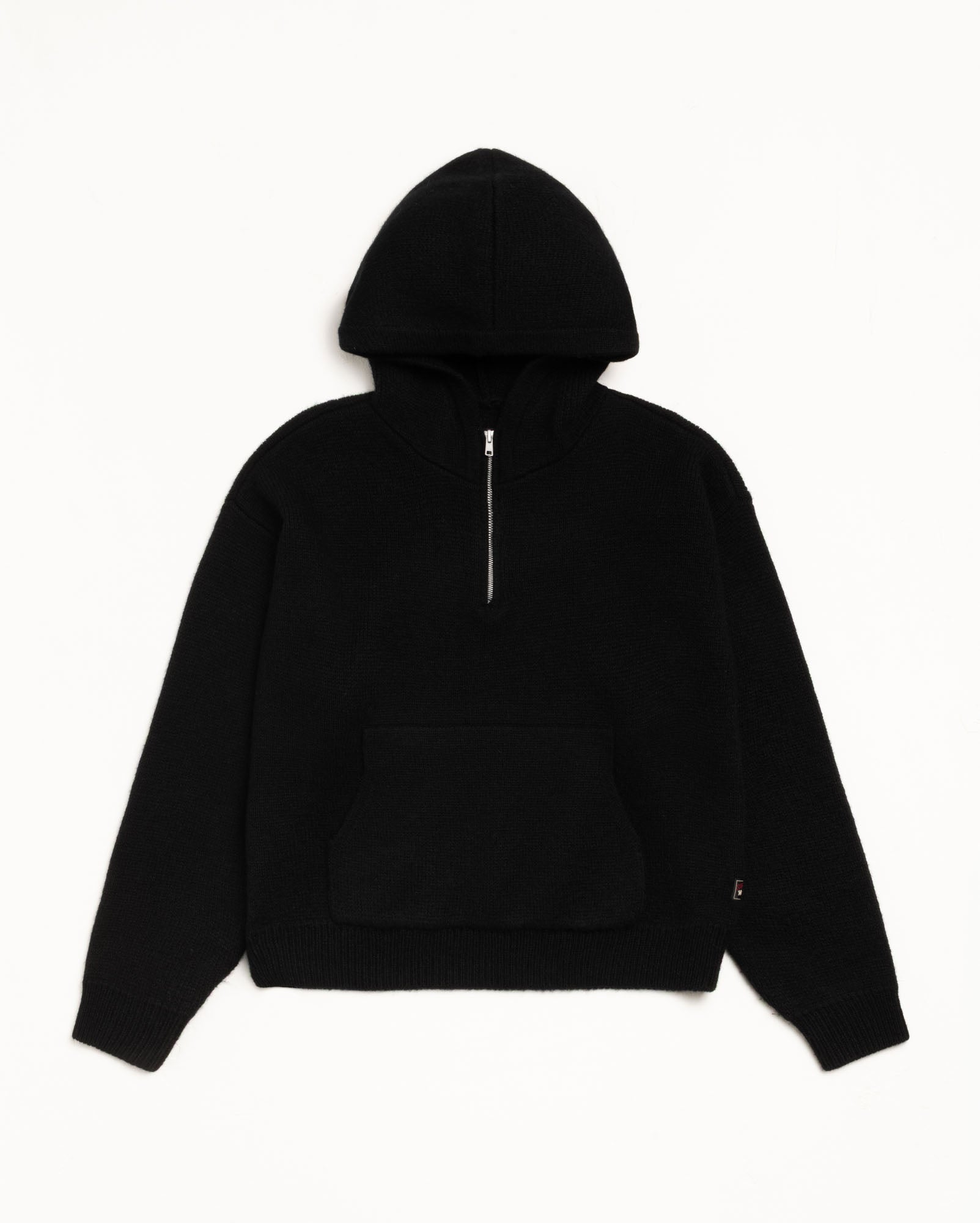 Quarter Zip Knit Hoodie – Black | Tops & Knits | Stüssy Canada