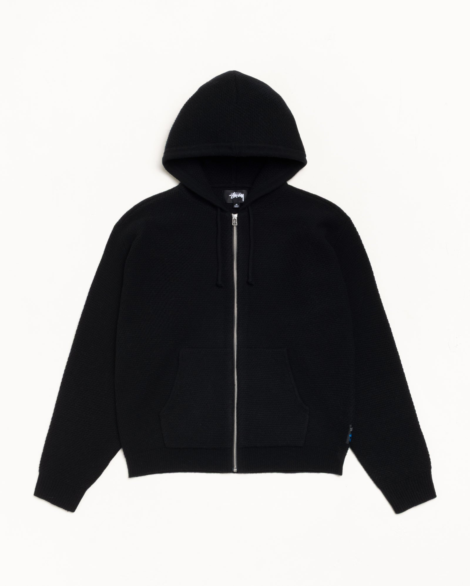 Textured Zip Hooded Sweater – Black | Tops & Knits | Stüssy Canada
