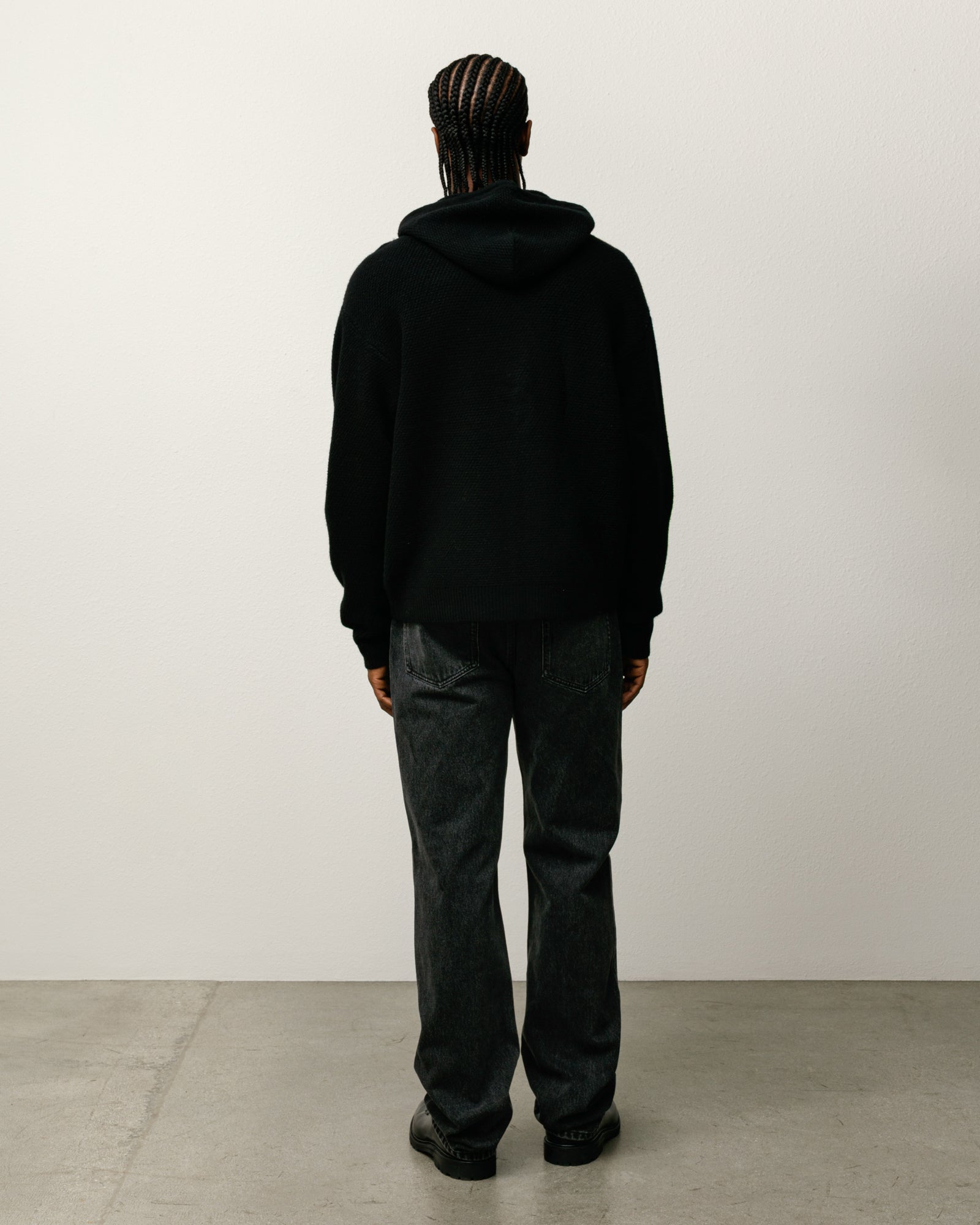Textured Zip Hooded Sweater – Black | Tops & Knits | Stüssy Canada