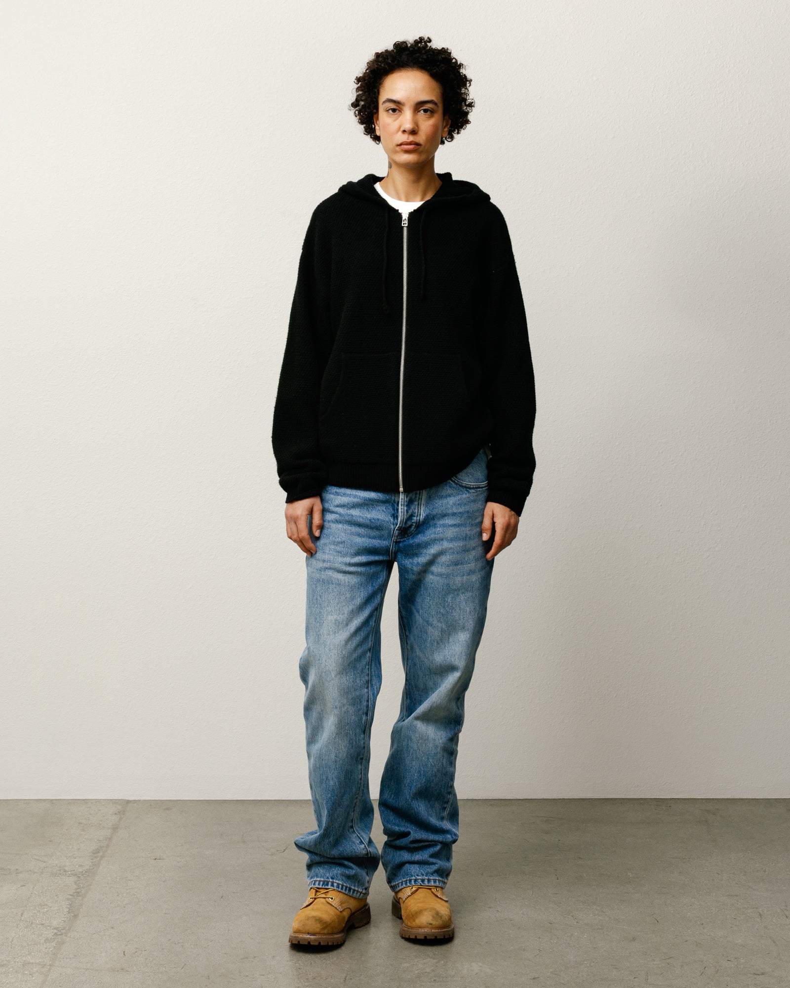 Textured Zip Hooded Sweater – Black | Tops & Knits | Stüssy Canada
