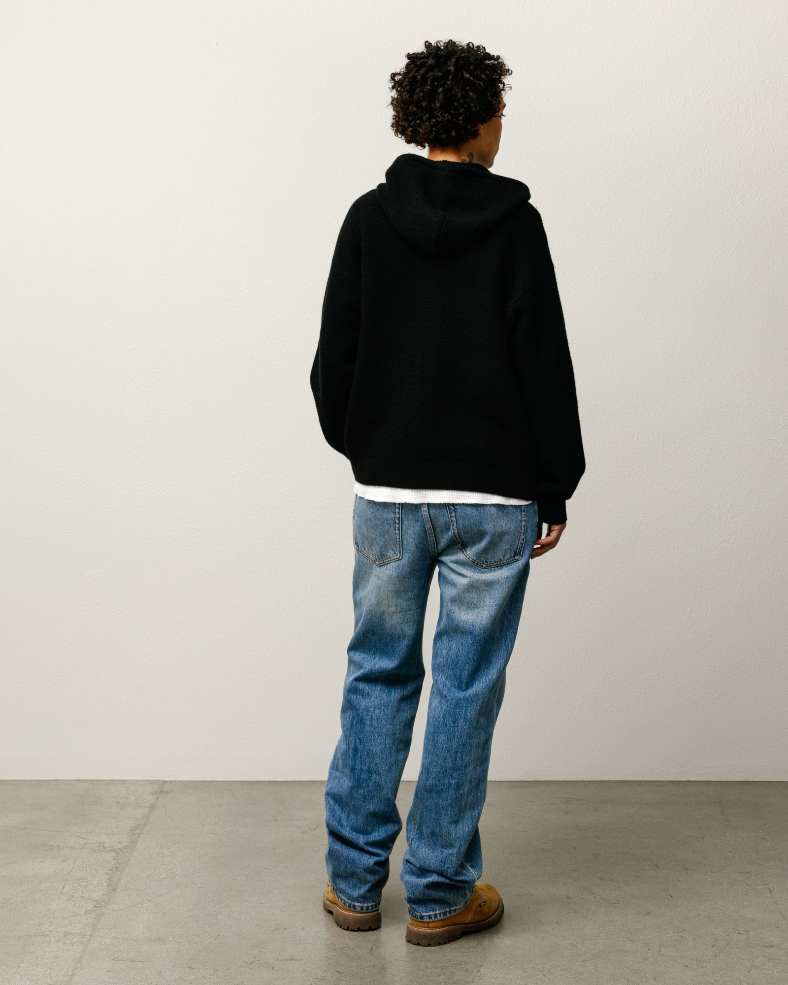 Textured Zip Hooded Sweater – Black | Tops & Knits | Stüssy Canada