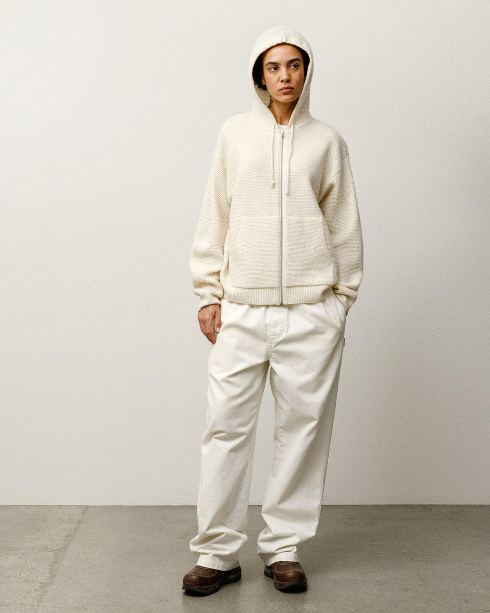 Textured Zip Hooded Sweater Mens Long Sleeve In Bone