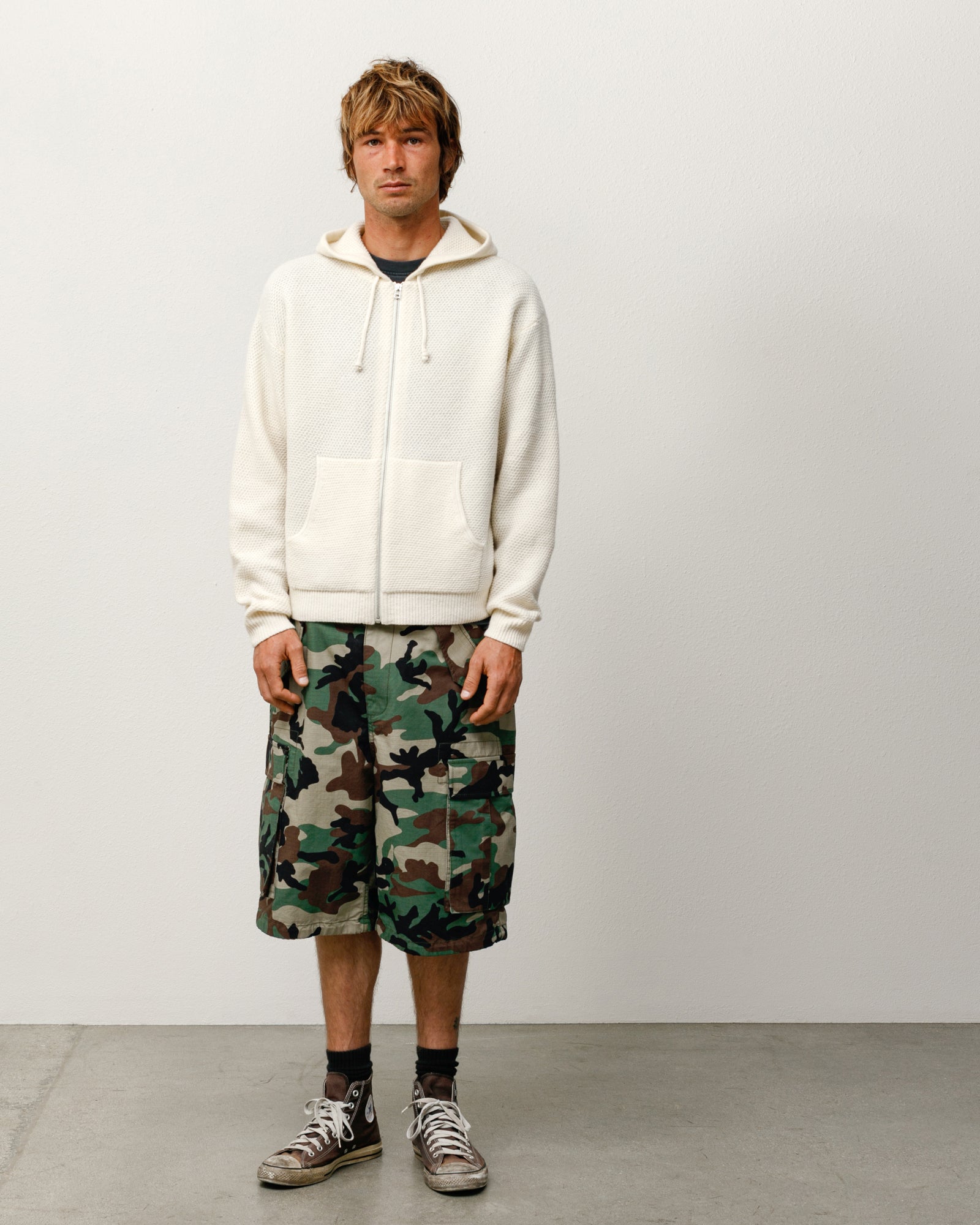 Textured Zip Hooded Sweater – Bone | Tops & Knits | Stüssy Canada