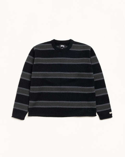 Striped Wool Sweater Mens Long Sleeve In Black