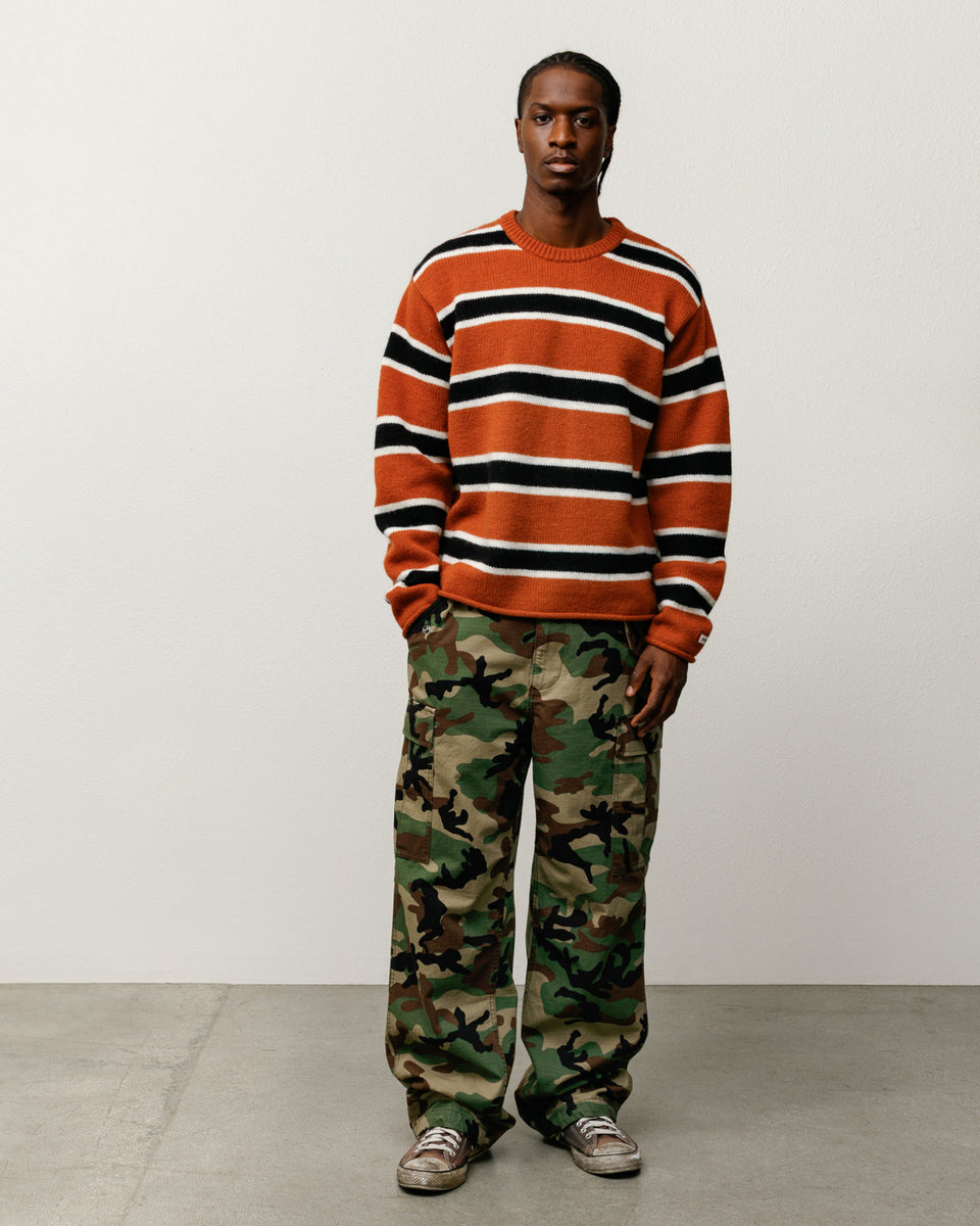 Striped Wool Sweater Mens Long Sleeve In Umber