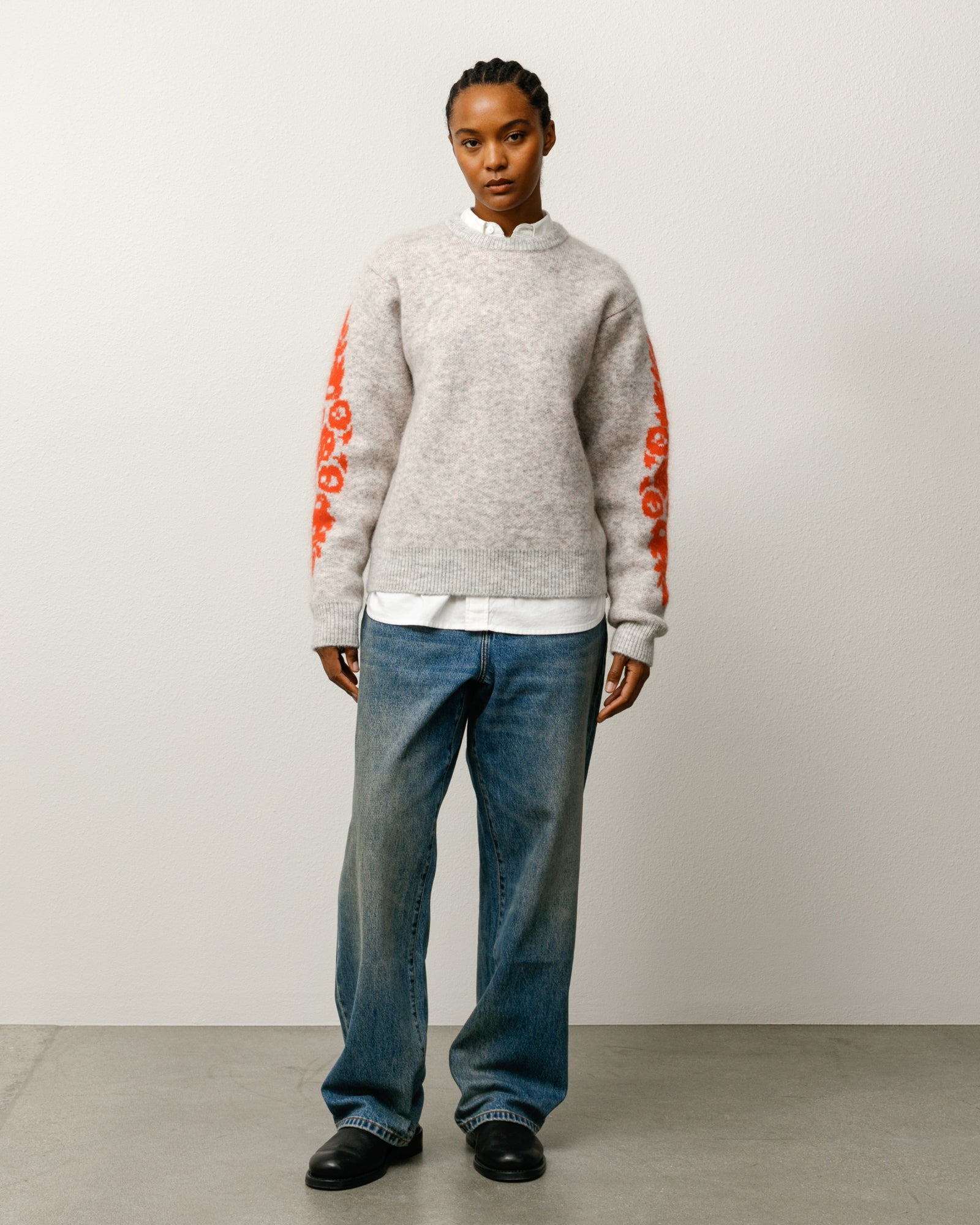 Mohair Flower Sweater – Grey Heather | Tops & Knits | Stüssy Canada