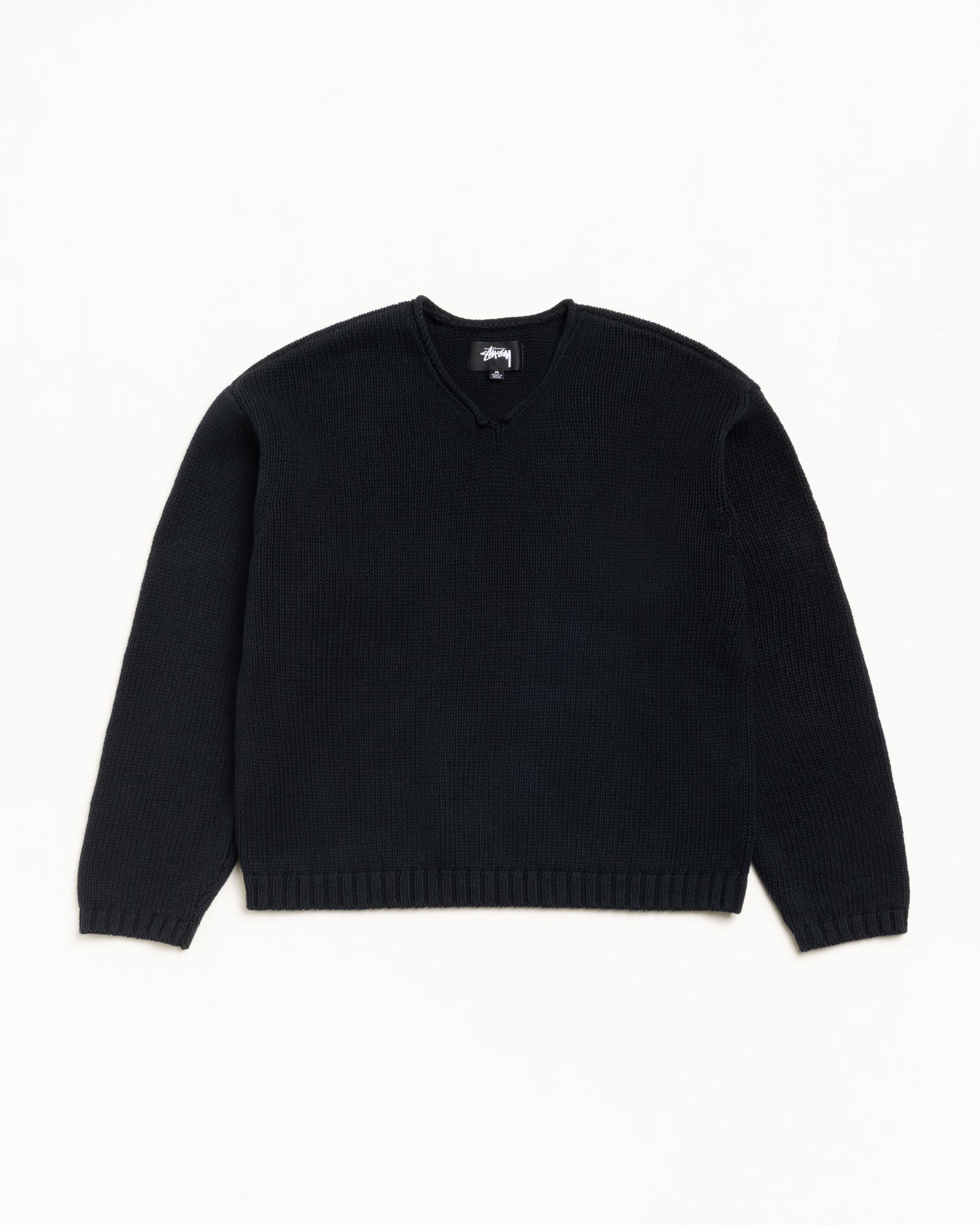 Roll V Neck Sweater – Black | Tops & Knits | Stüssy Canada