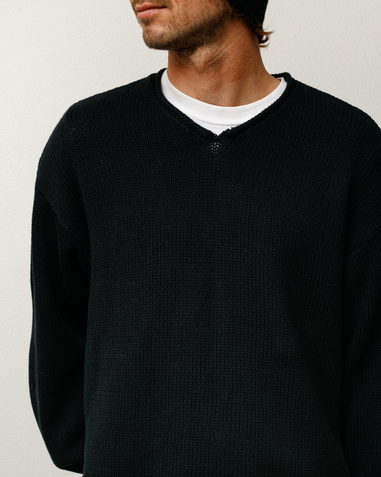 Roll V Neck Sweater – Black | Tops & Knits | Stüssy Canada