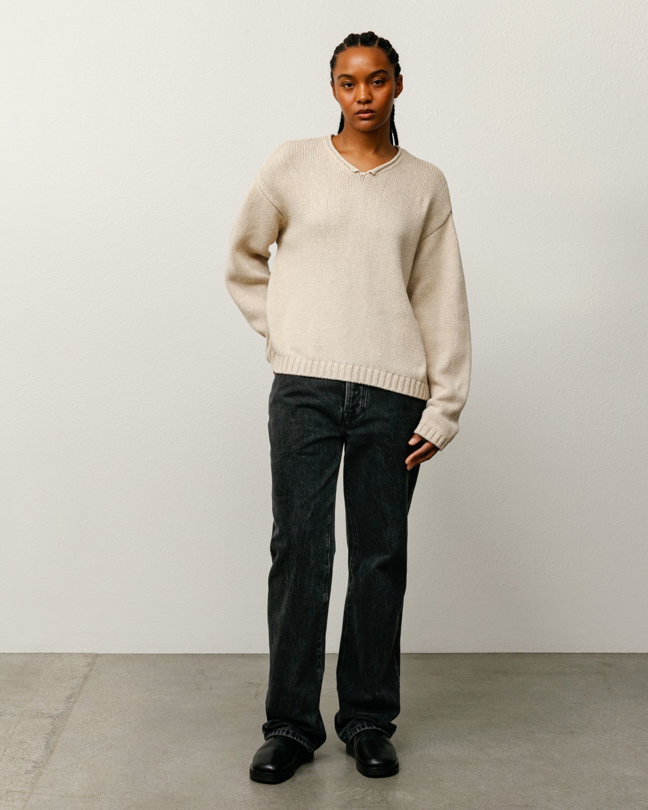 Roll V Neck Sweater – Oatmeal | Tops & Knits | Stüssy Canada