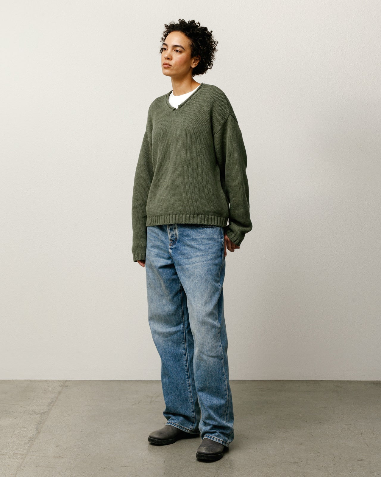 Roll V Neck Sweater – Olive | Tops & Knits | Stüssy Canada