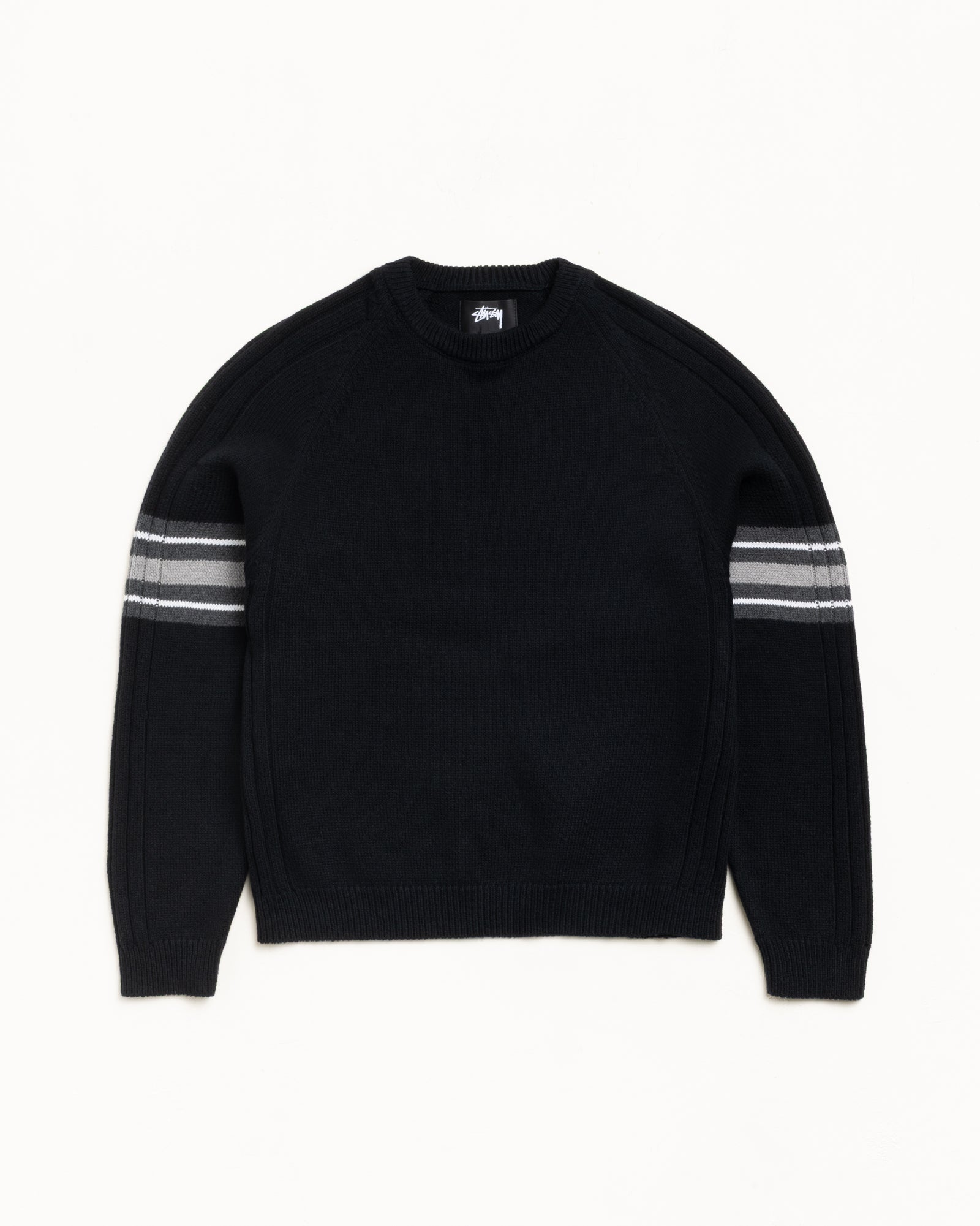 Stripe Raglan Crew – Black | Tops & Knits | Stüssy Canada