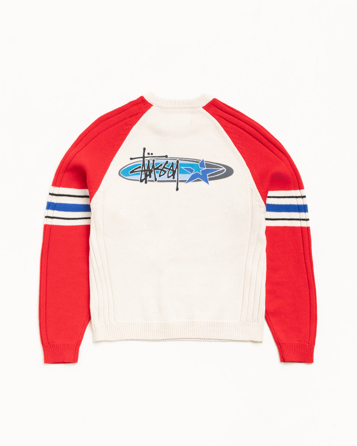 Stripe Raglan Crew – Red | Tops & Knits | Stüssy Canada