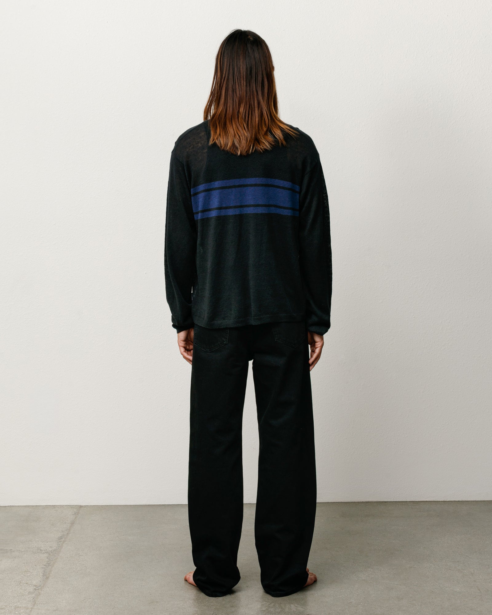 Striped Long Sleeve Sweater Unisex Long Sleeve In Black
